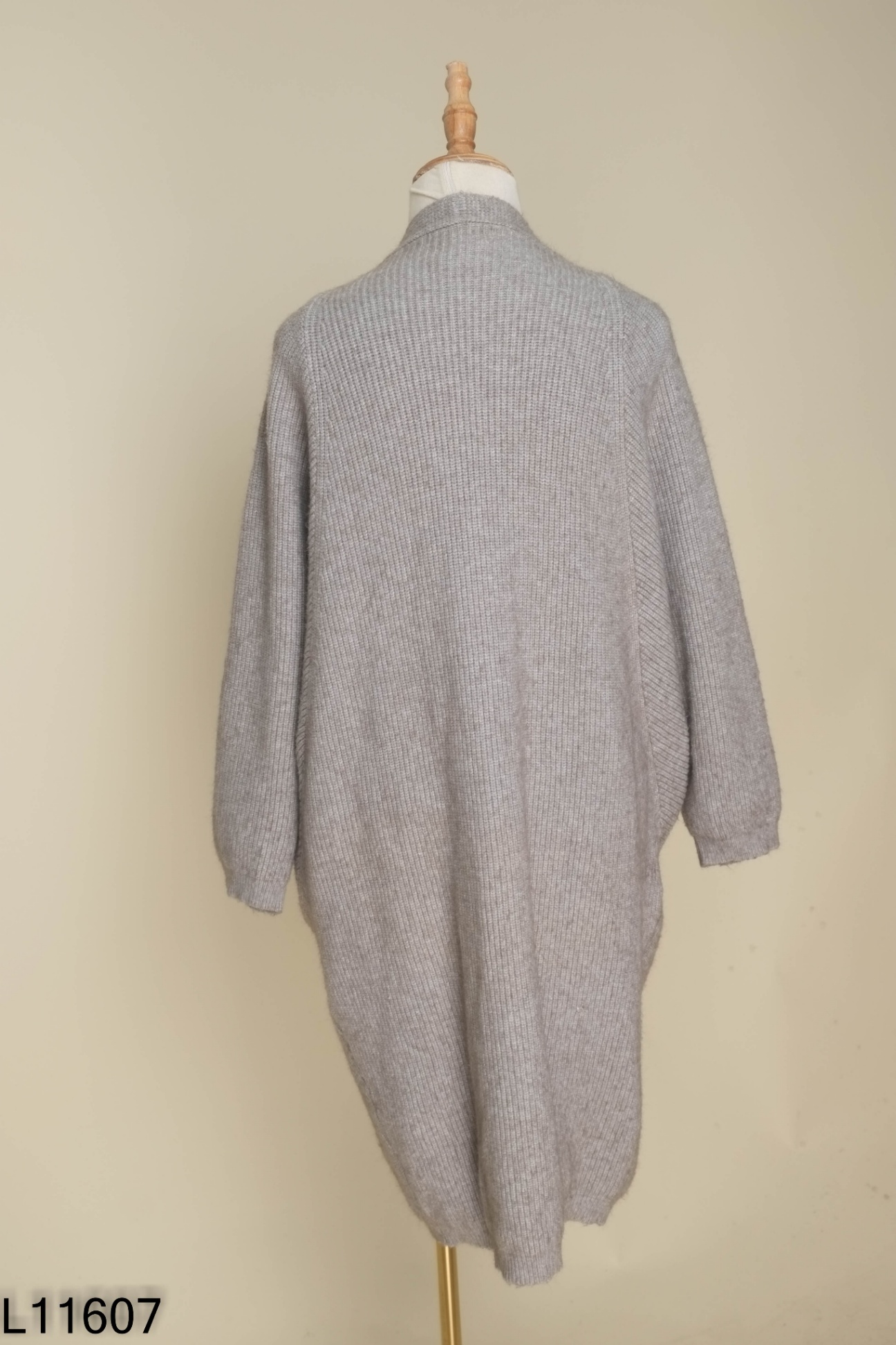 Áo cardigan len xám dài