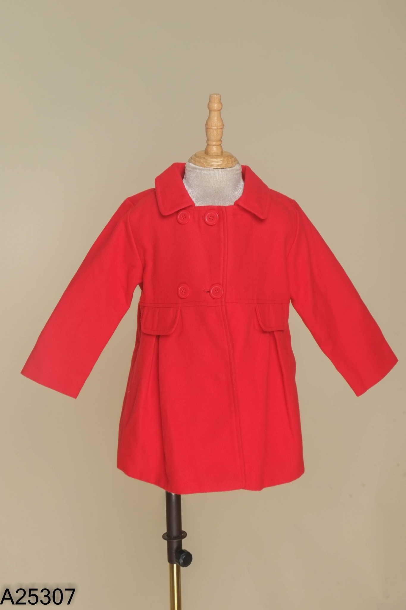 Áo dạ đỏ phối cúc KIDS