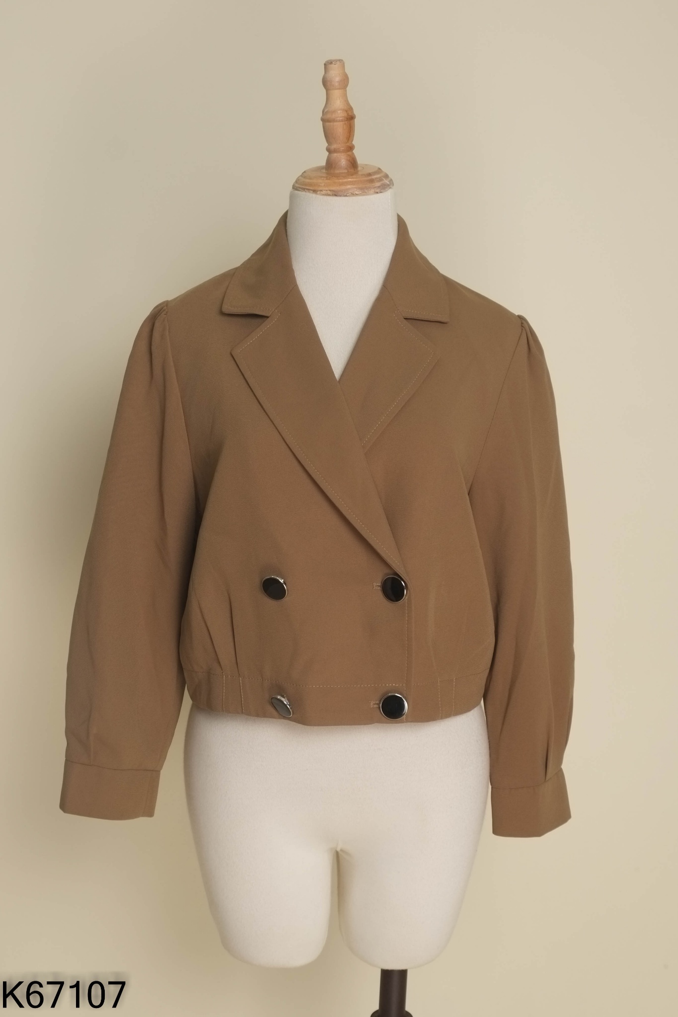 Áo khoác vest nâu cổ be