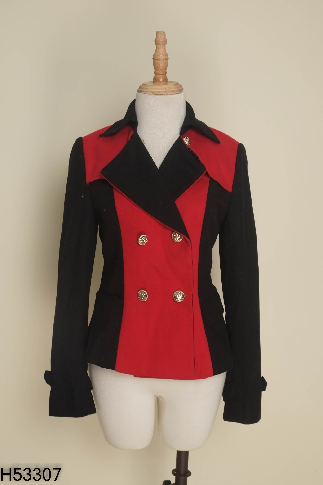 Áo dạ đỏ ELISE phối đen