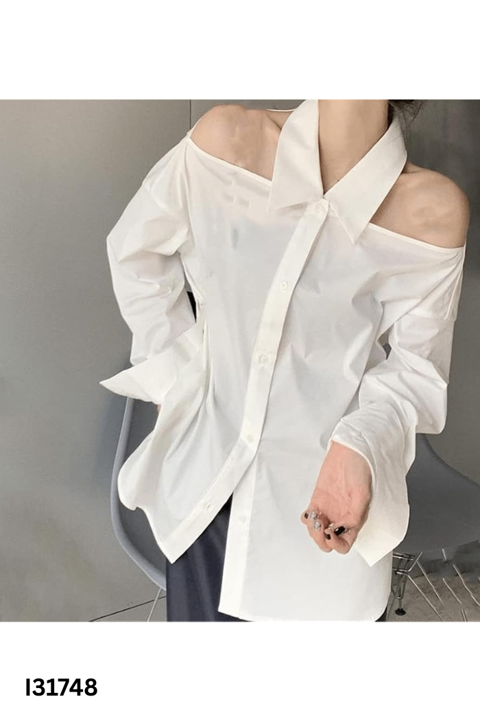 Áo sơ mi trắng hở vai