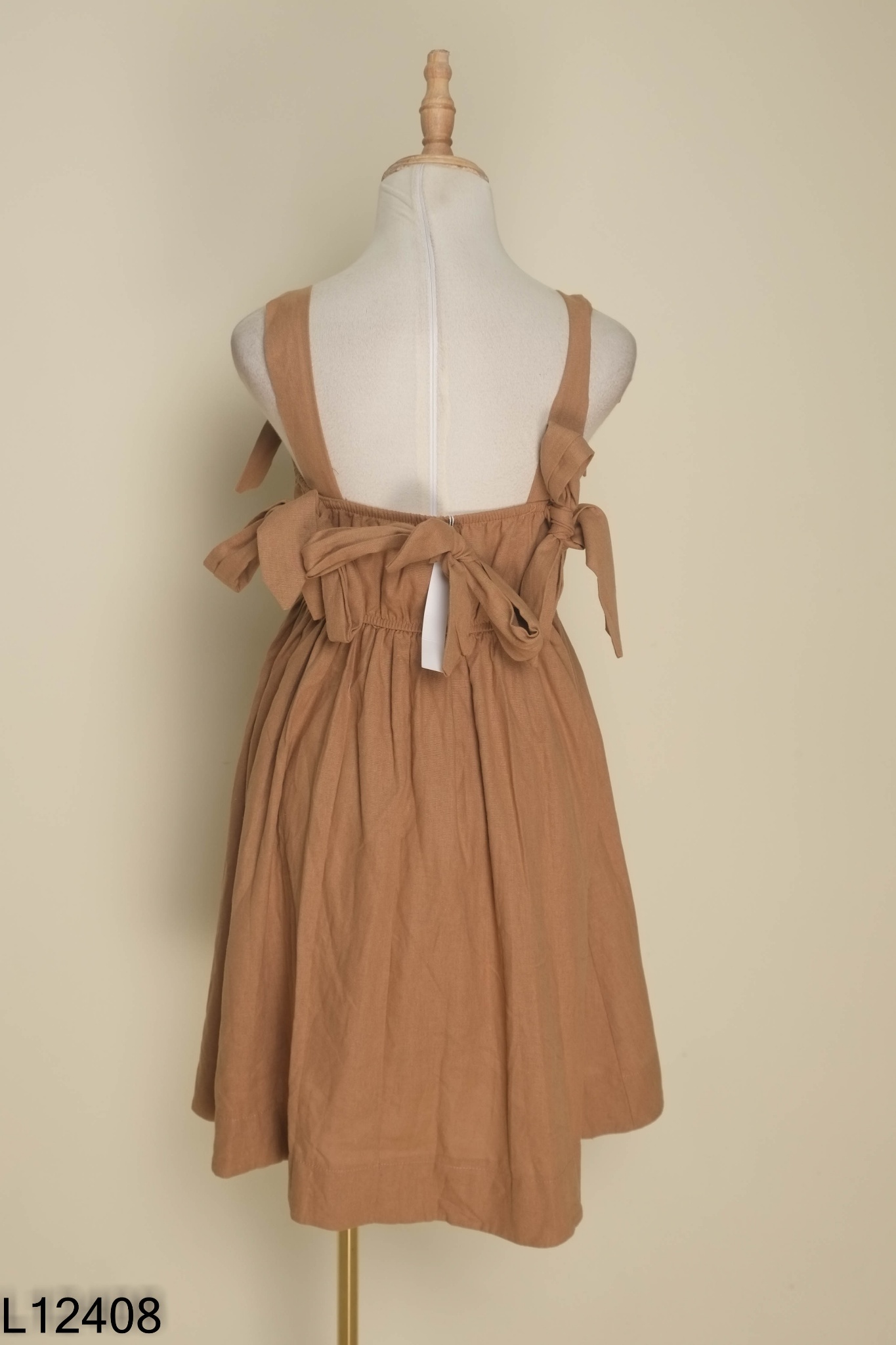 NEWTAG Váy KIM linen nâu chun ngực