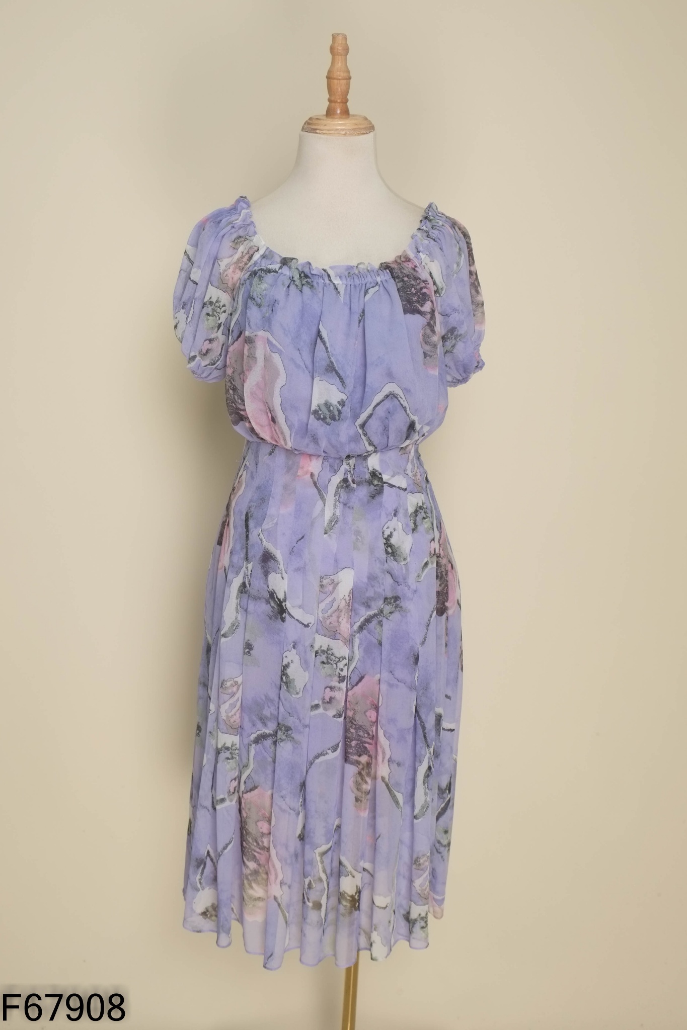 Váy ELISE voan tím họa tiết hoa