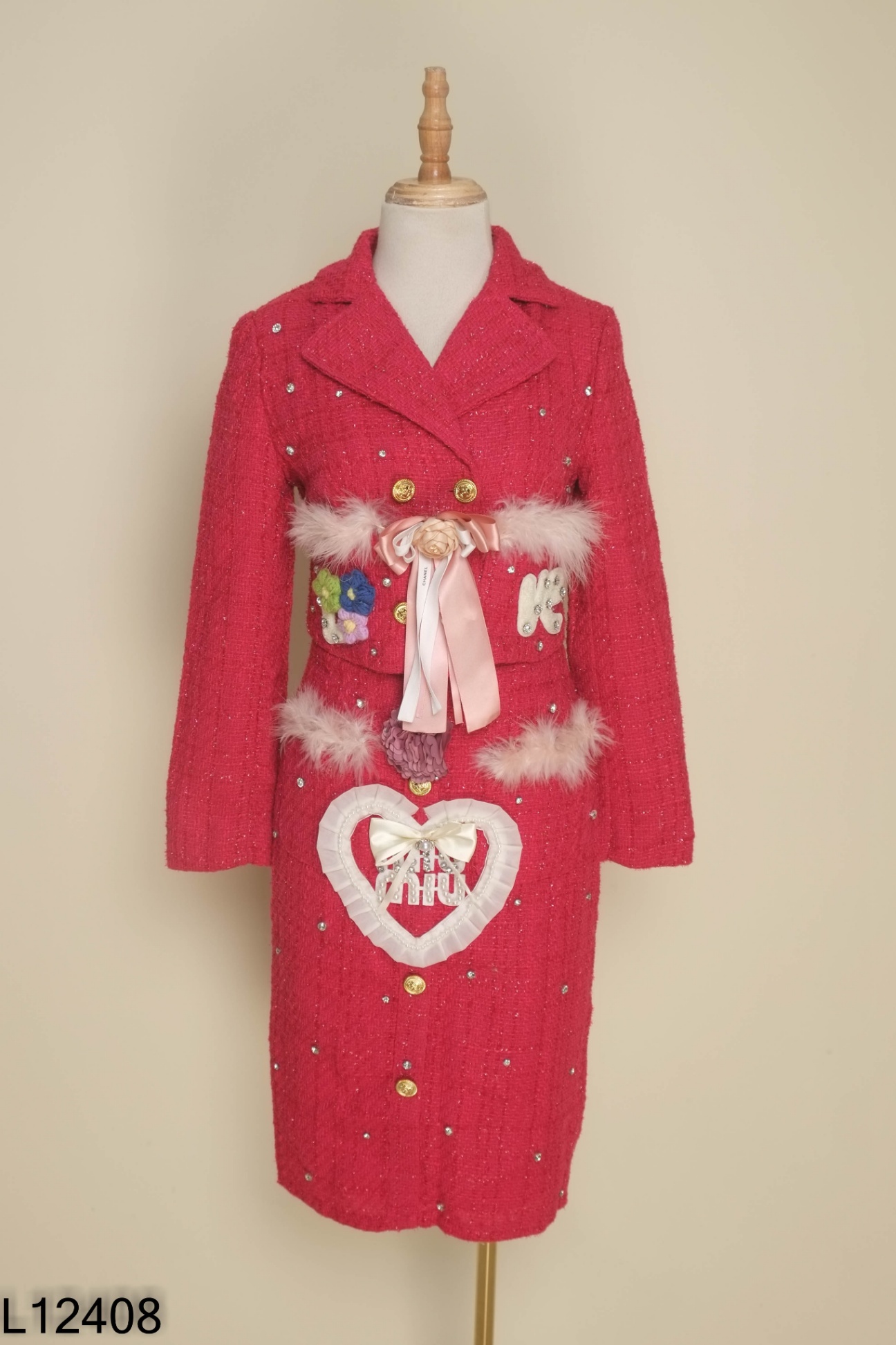 NEWTAG Set RUBY HANA dạ tweed hồng