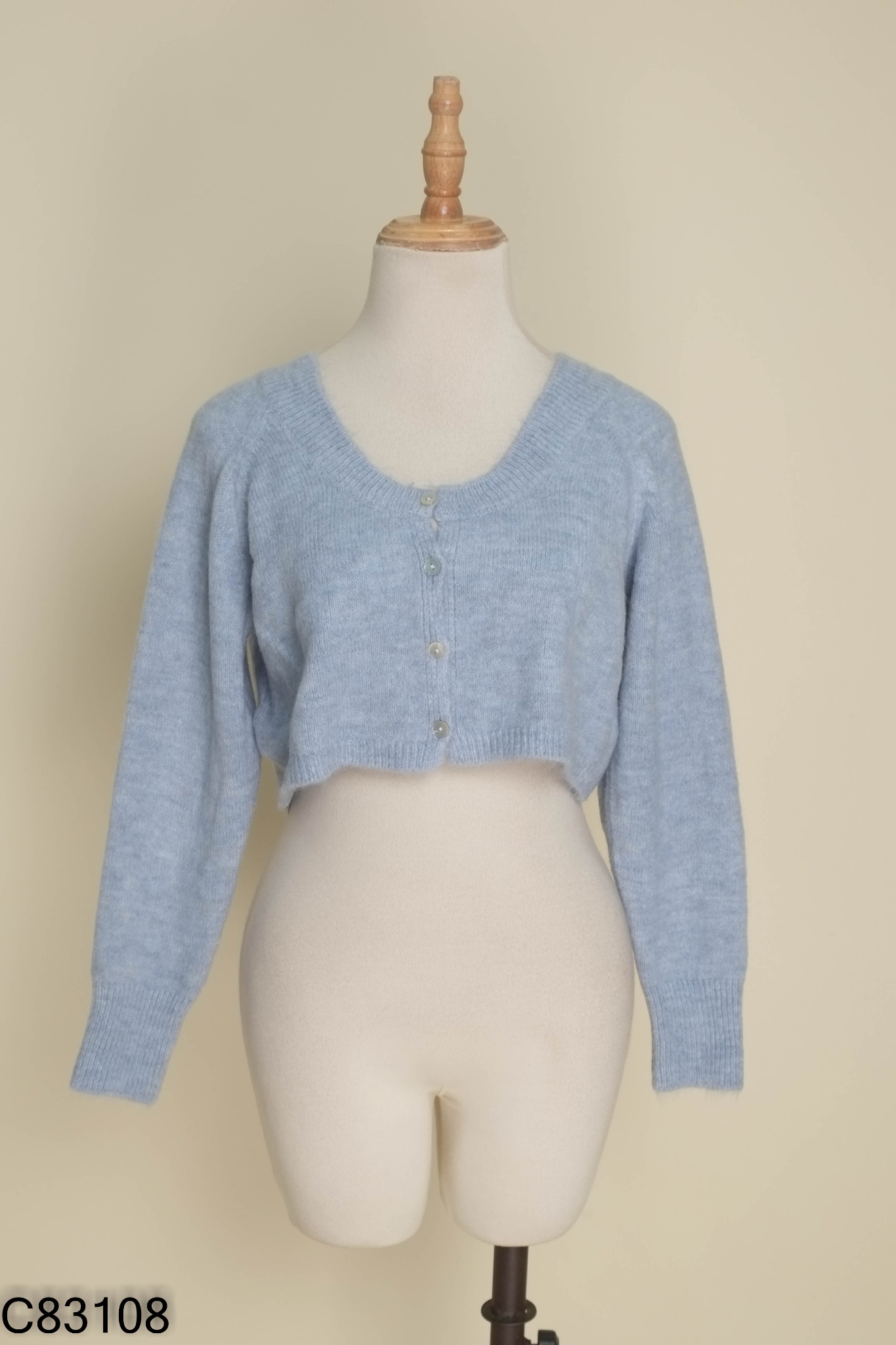 Áo croptop MANG len xanh