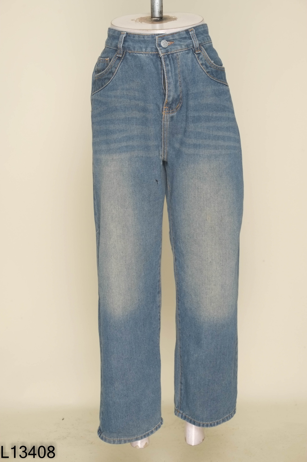 Quần jeans trơn xanh