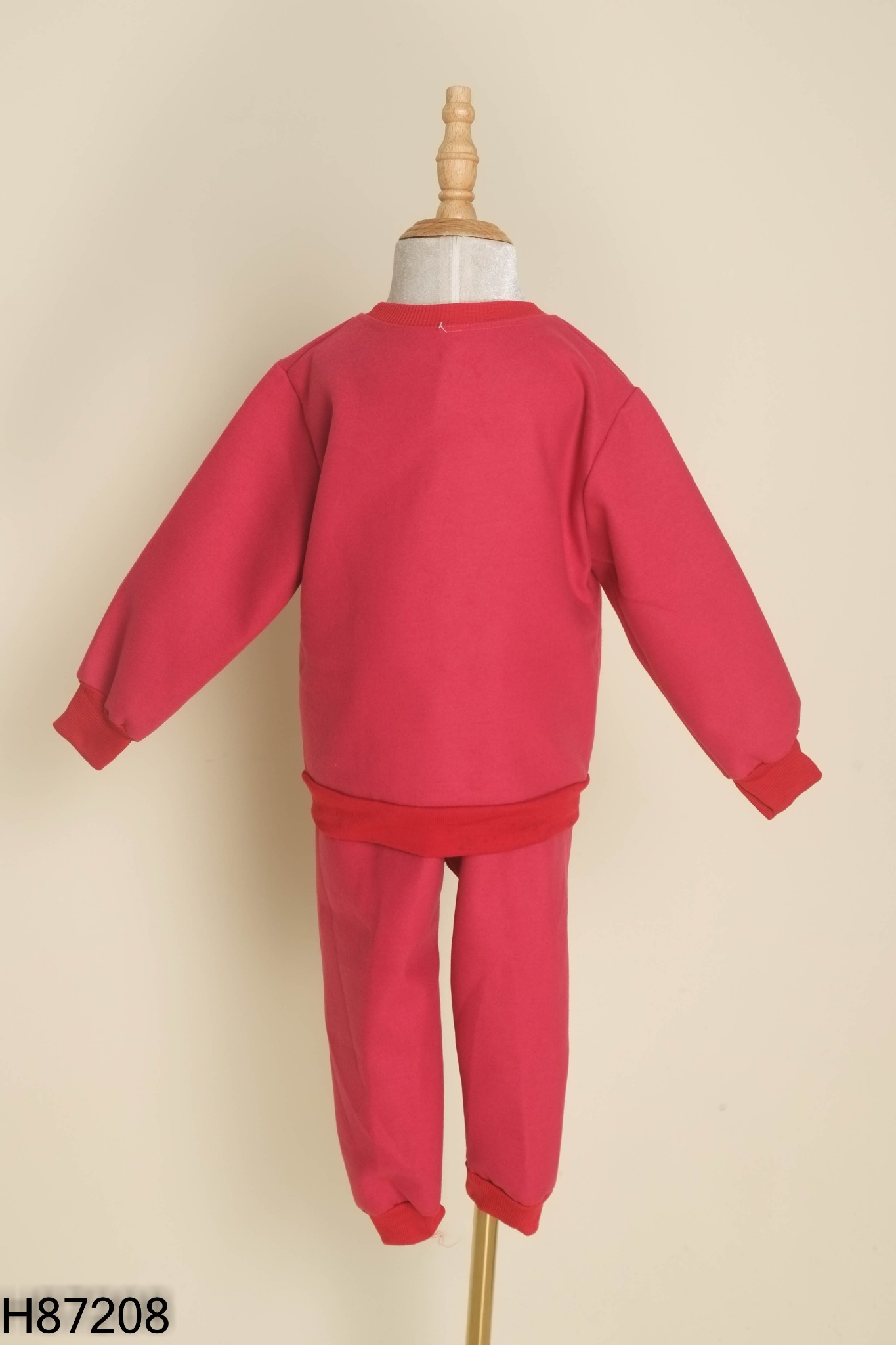 Set áo + quần nỉ đỏ hồng thêu gấu KIDS