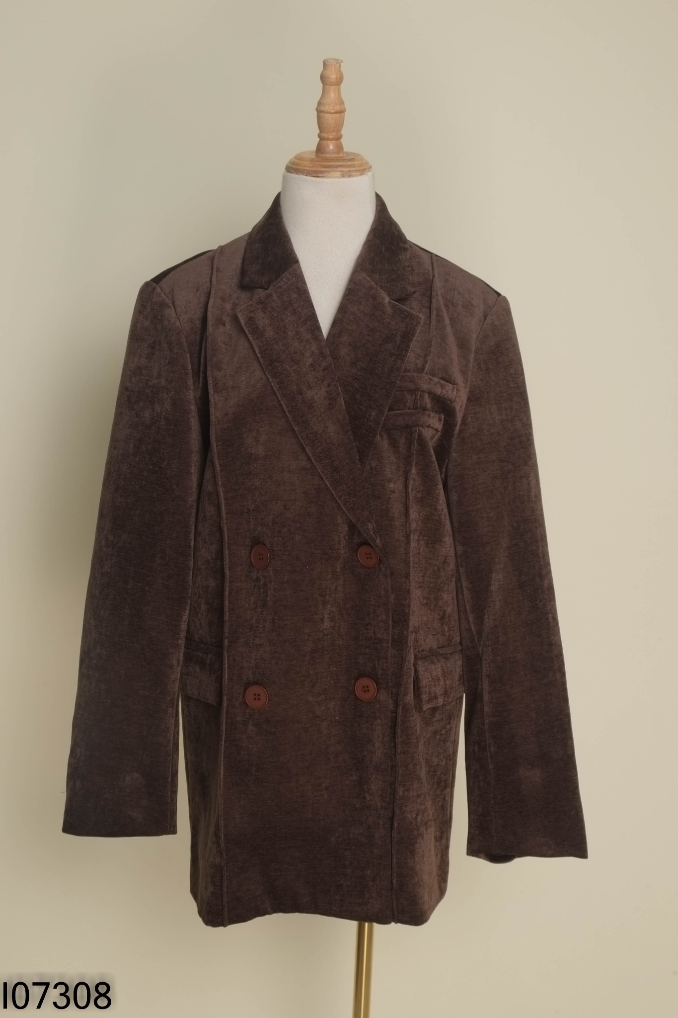NEWTAG Áo blazer nhung nâu