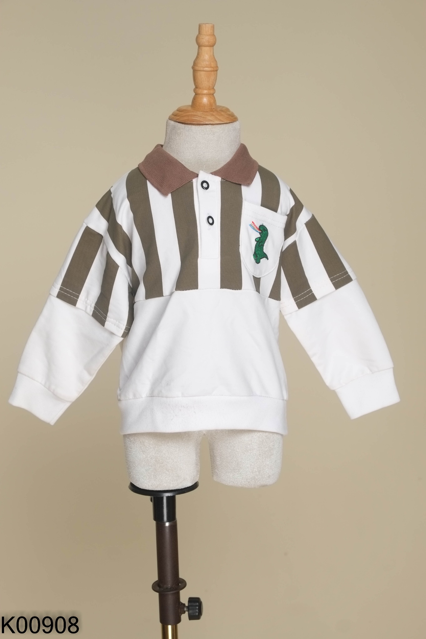 Áo trắng cổ bẻ phối sọc KIDS