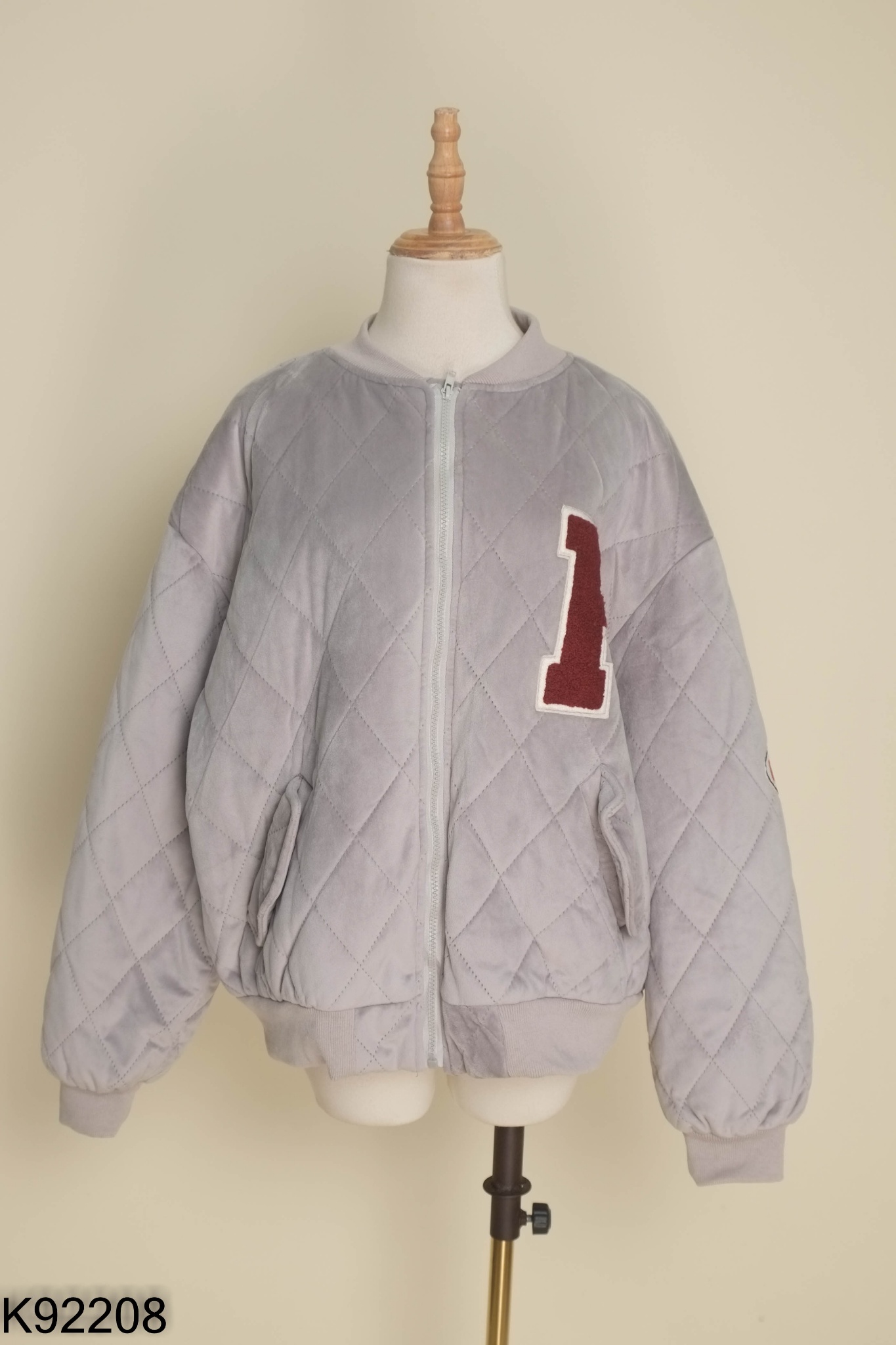 Áo bomber nỉ xám