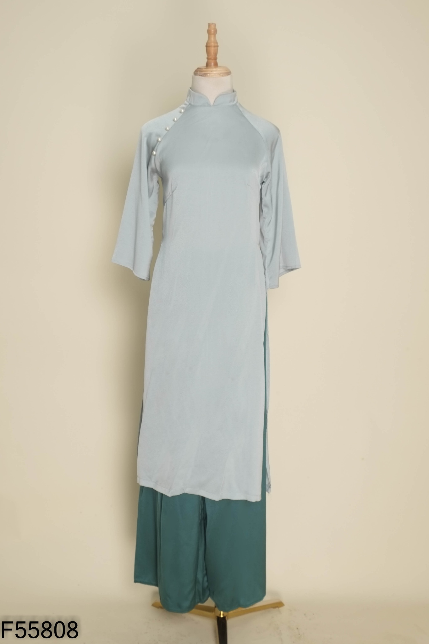 Set Áo dài xanh đính ngọc + quần dài