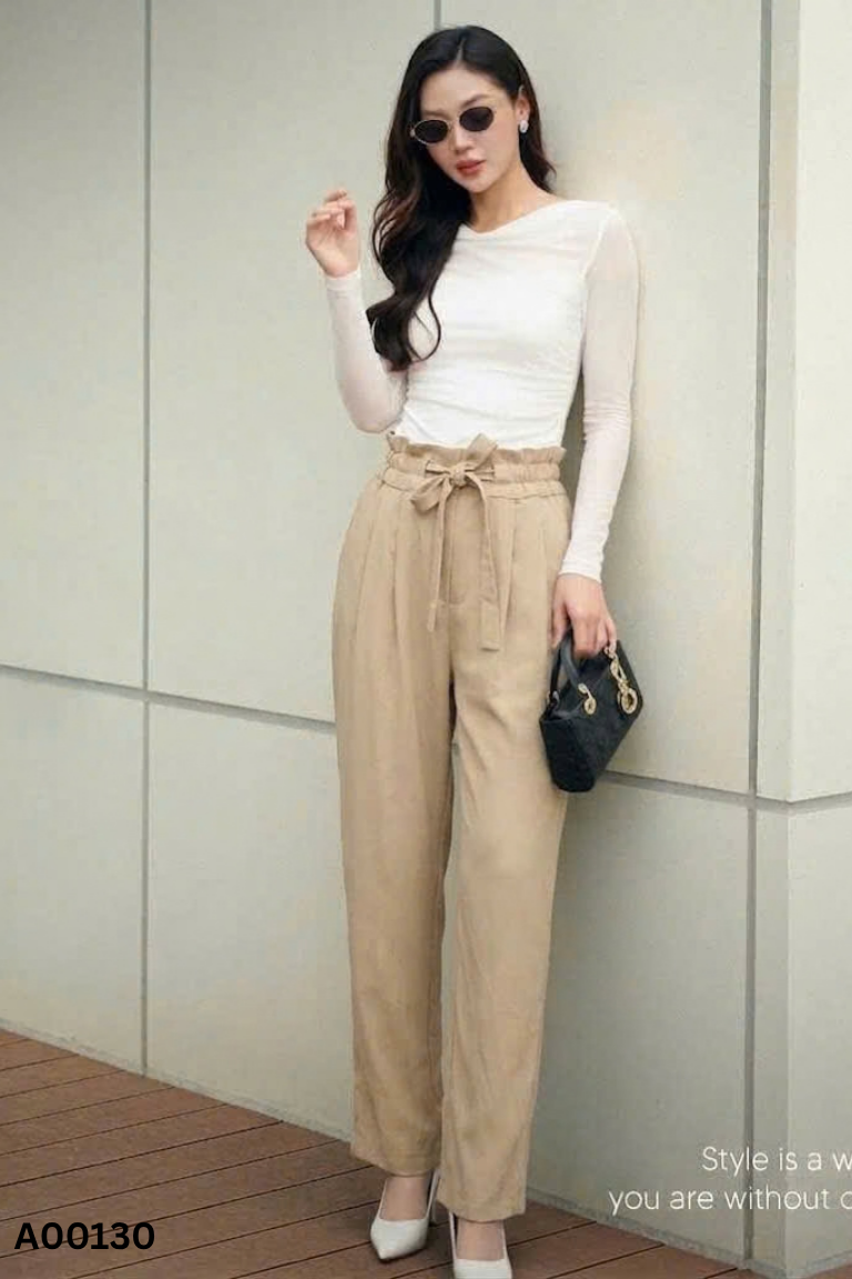 Quần be CCHAT ly eo