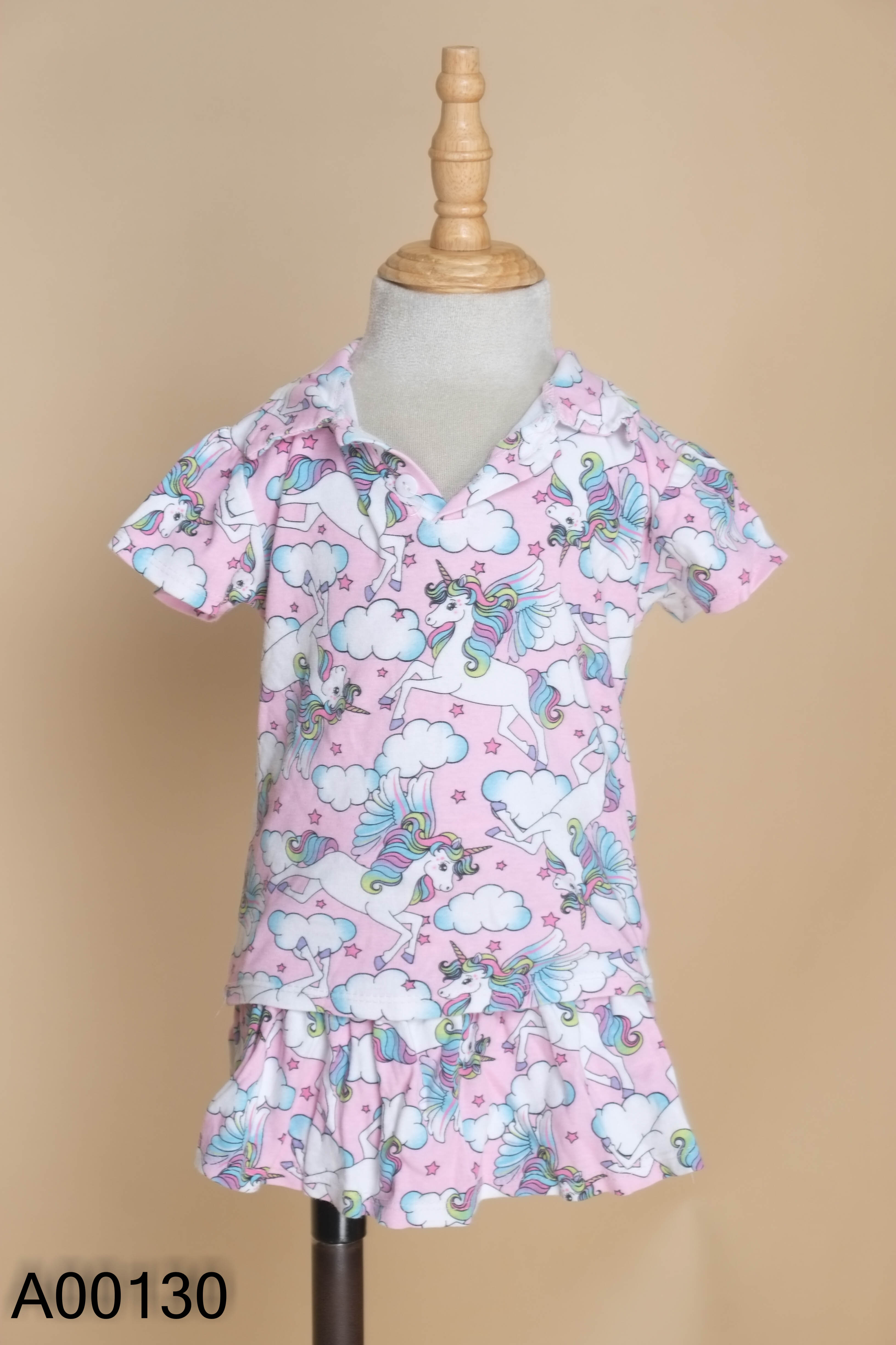 Set Áo hồng họa tiết + chân váy KIDS
