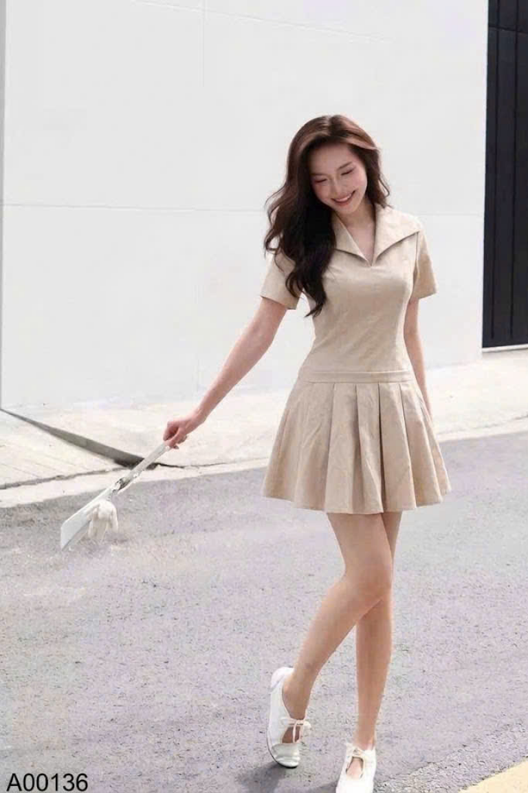 Váy nâu CECI CELA cổ bẻ