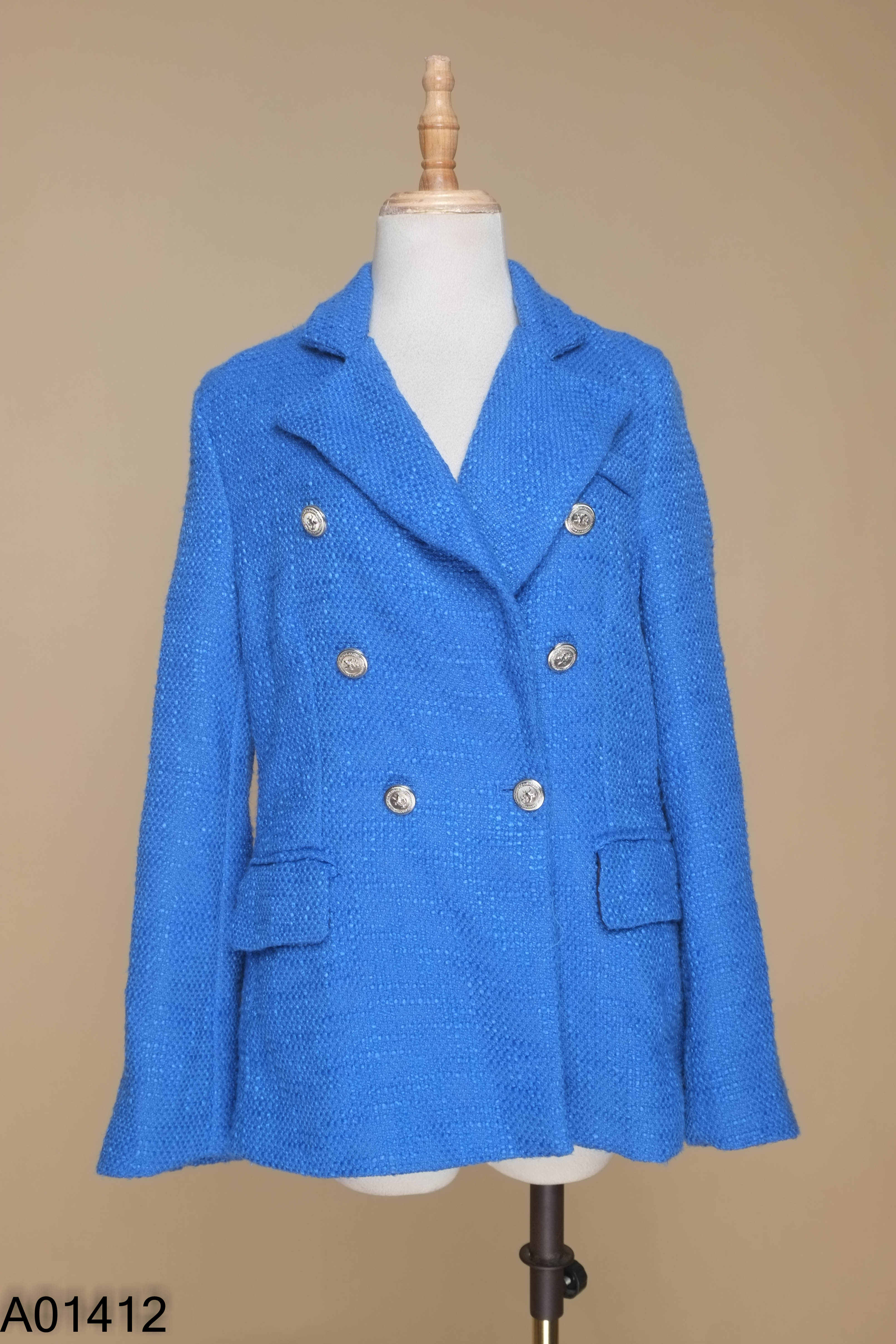 Áo khoác blazers dạ tweed xanh
