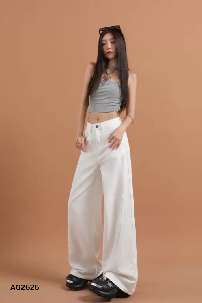 Quần trắng ống rộng