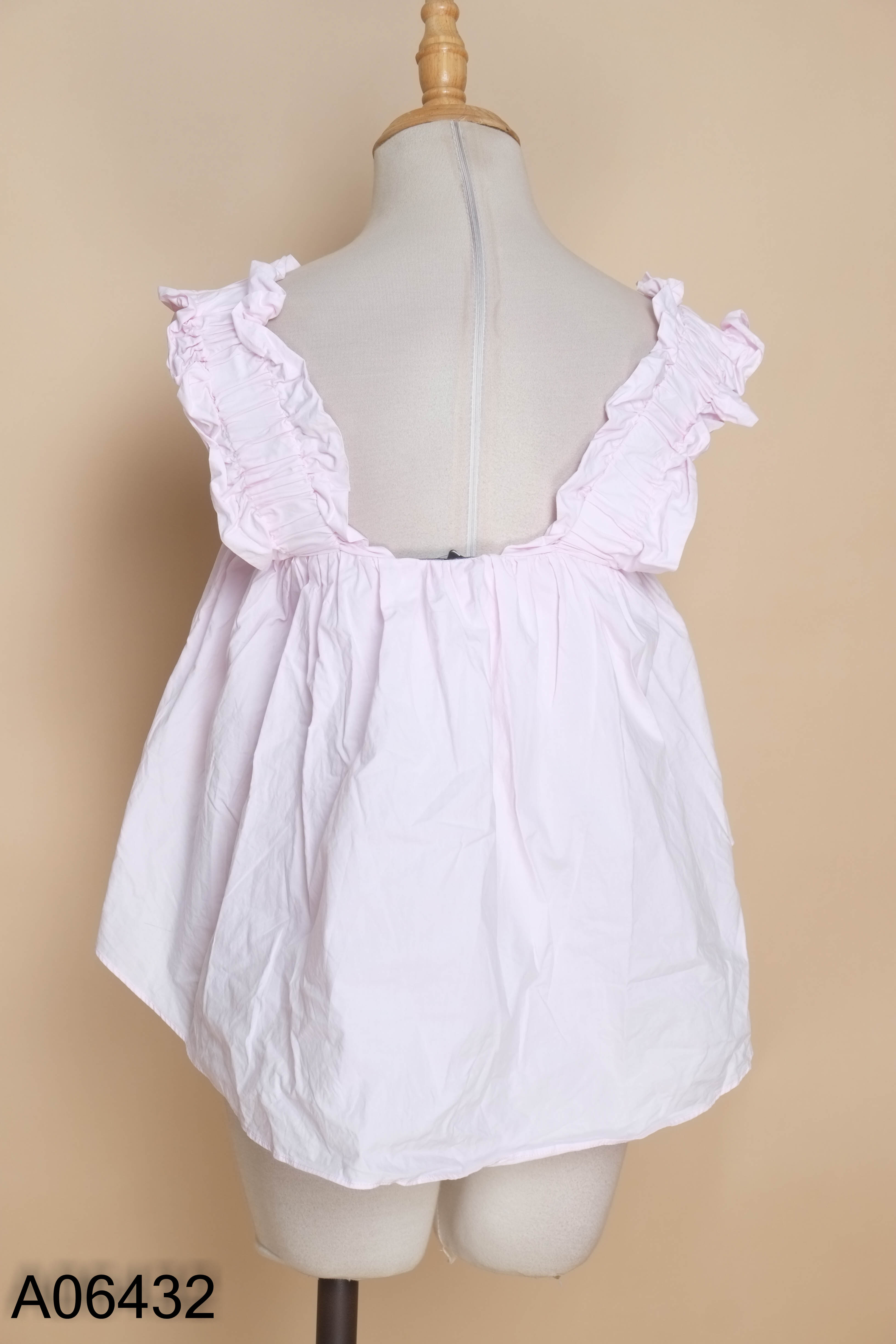 Áo babydoll hồng nhún vai