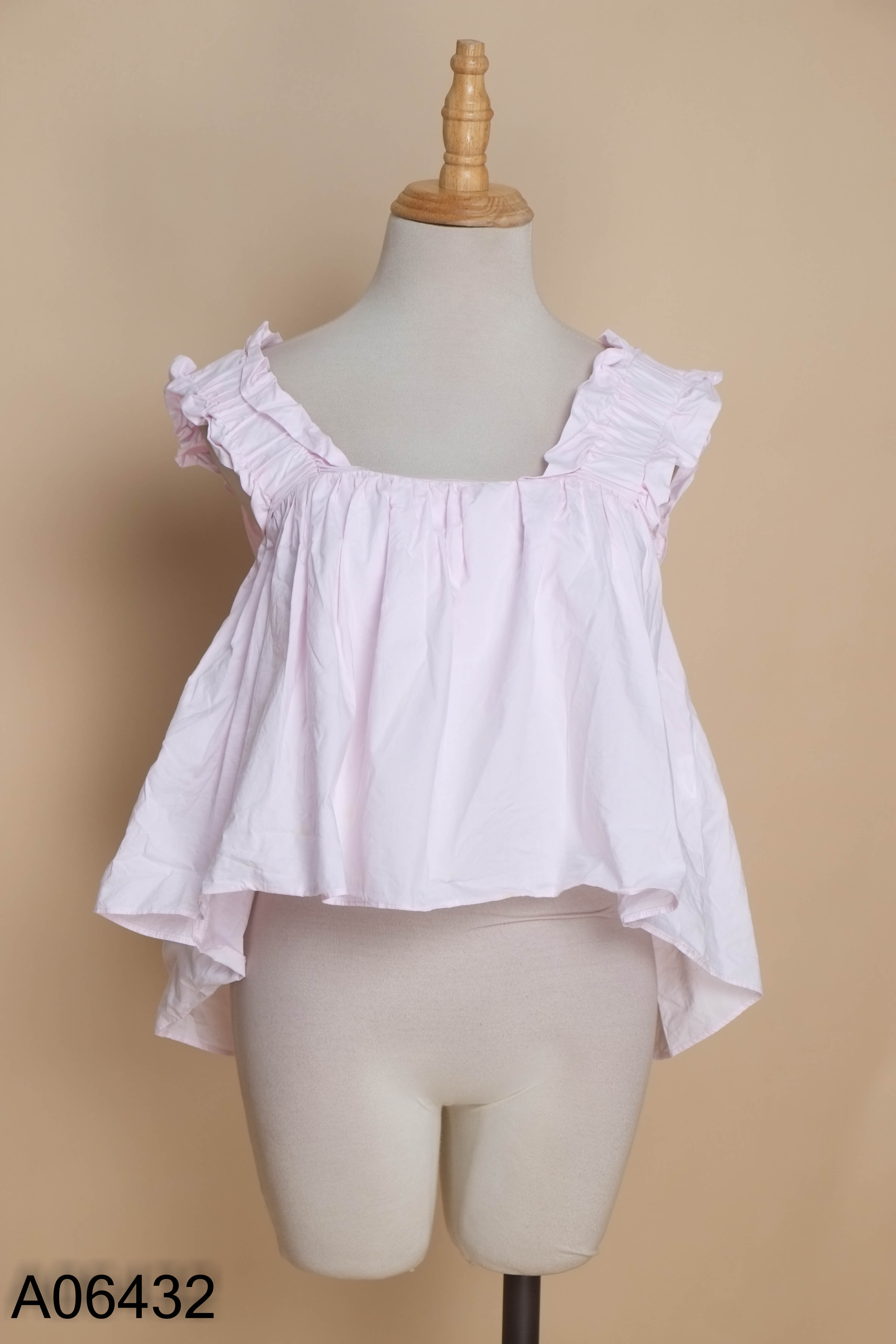 Áo babydoll hồng nhún vai