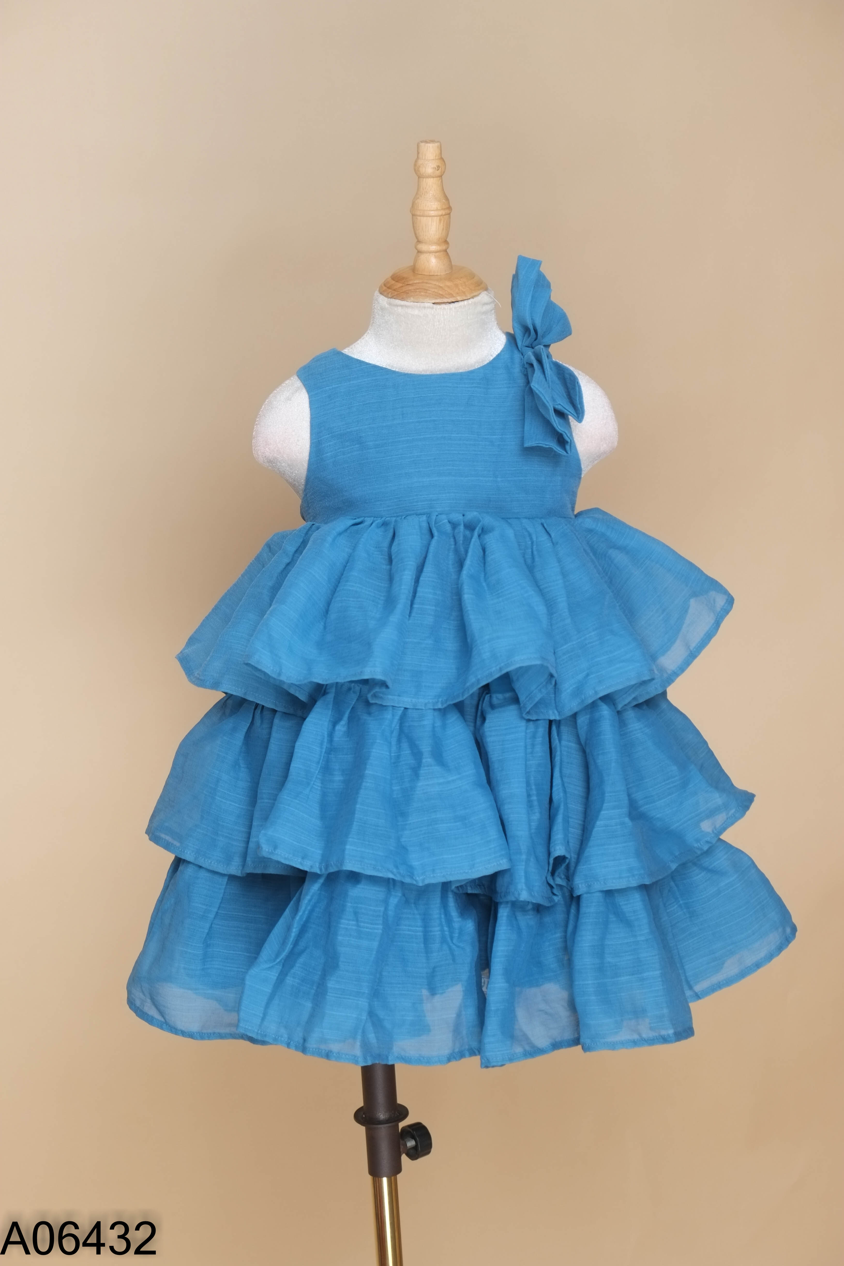 Váy babydoll xanh tầng KIDS