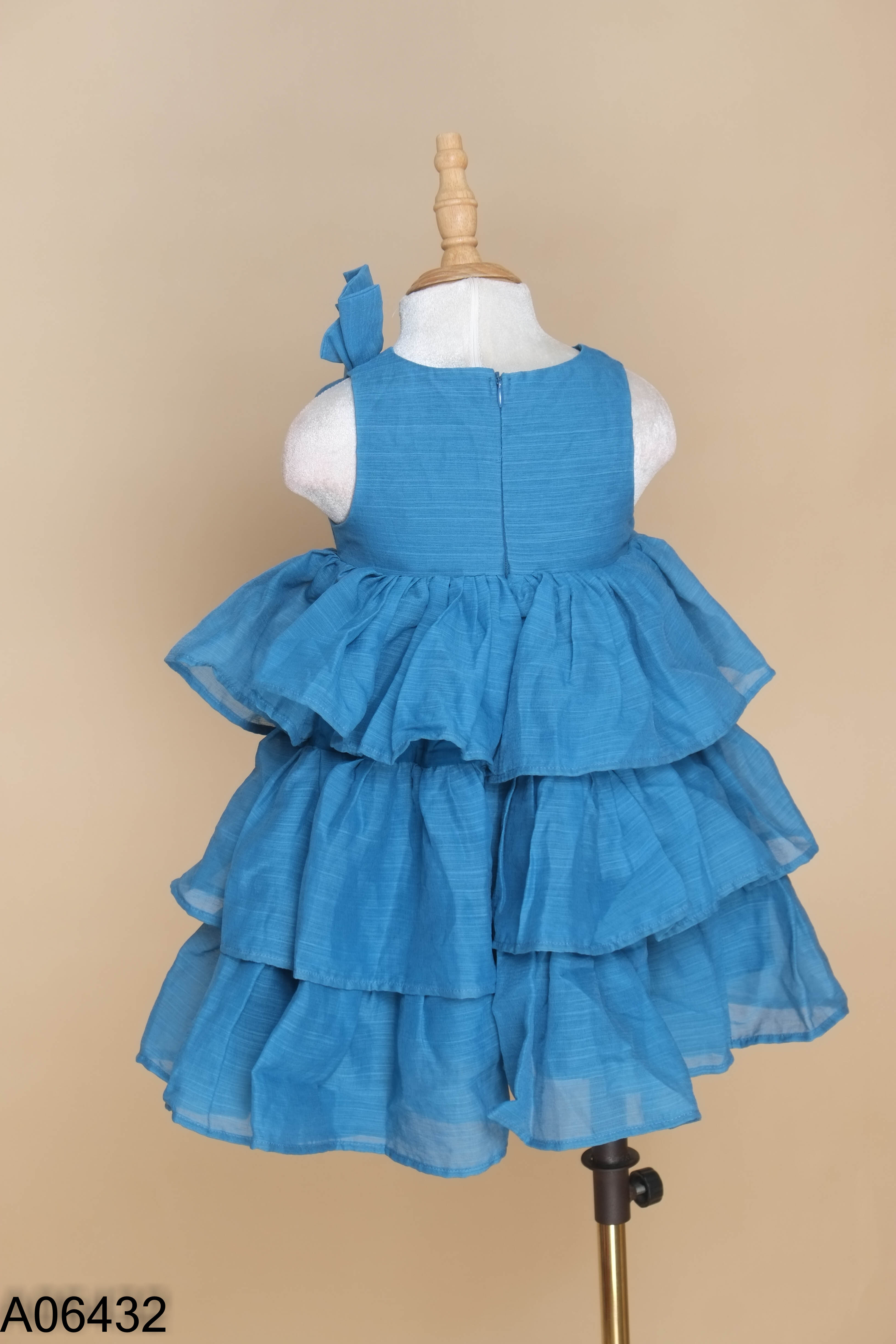Váy babydoll xanh tầng KIDS