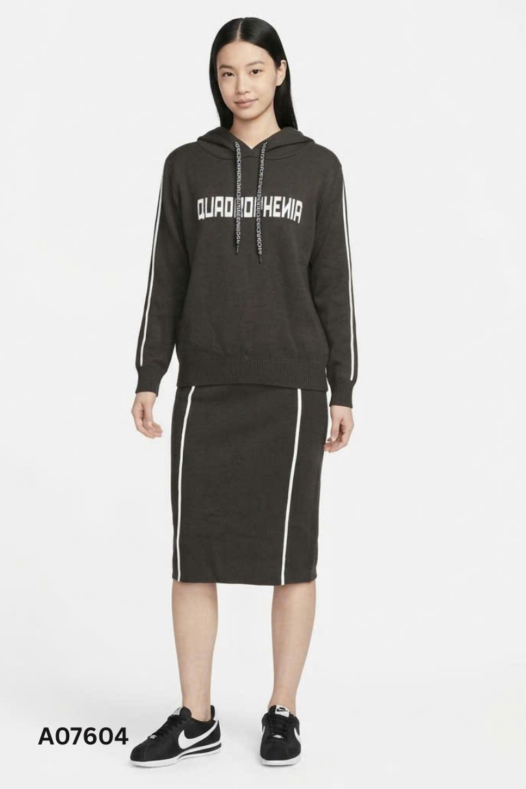 SET áo hoodie len xanh + chân váy