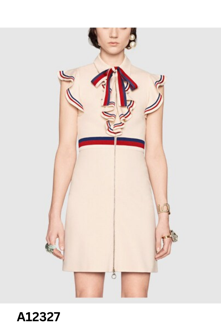 Váy be GUCCI phối bèo viền đỏ (Super fake)