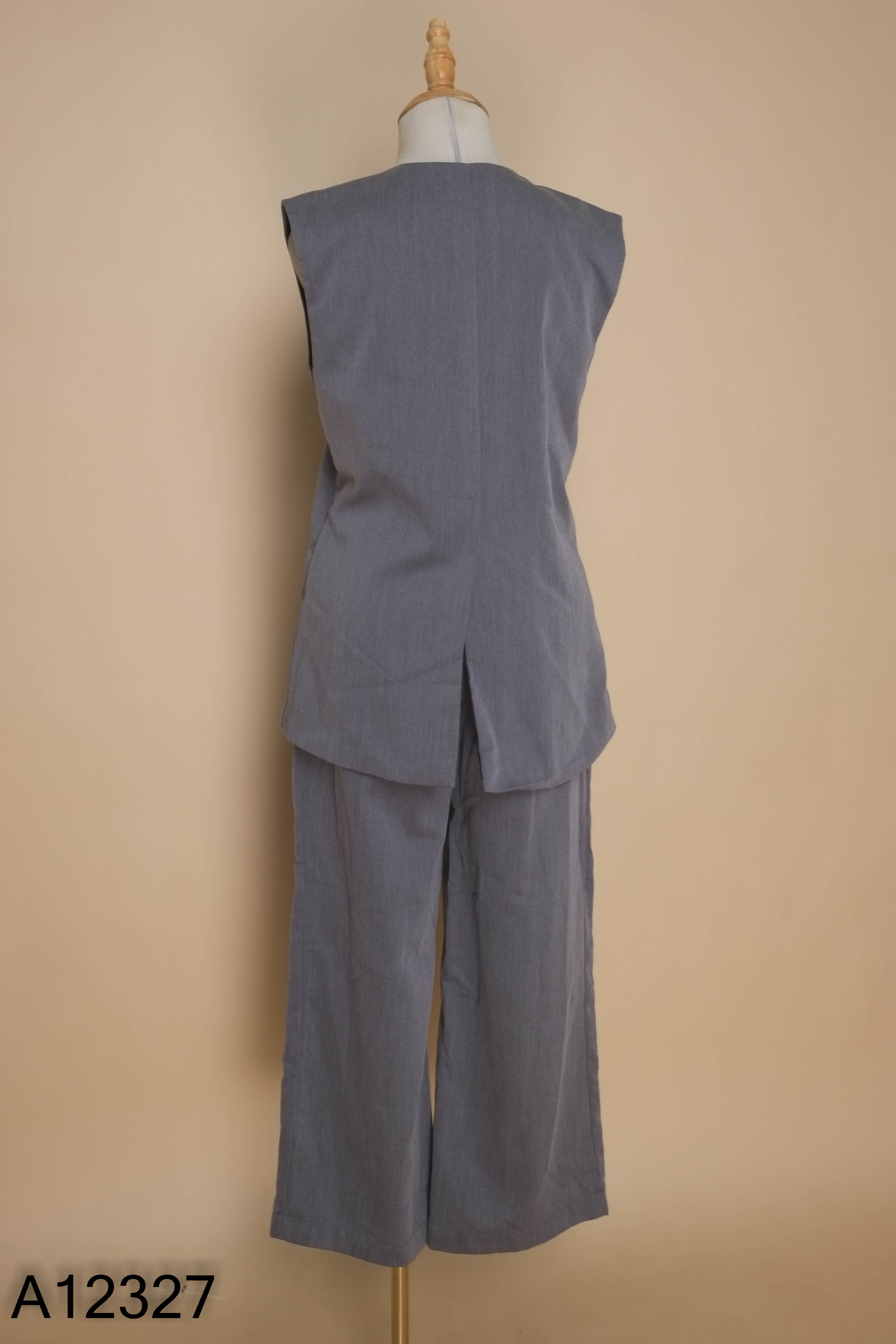 Set Áo xám MAY BY MÂY phối cúc + quần dài