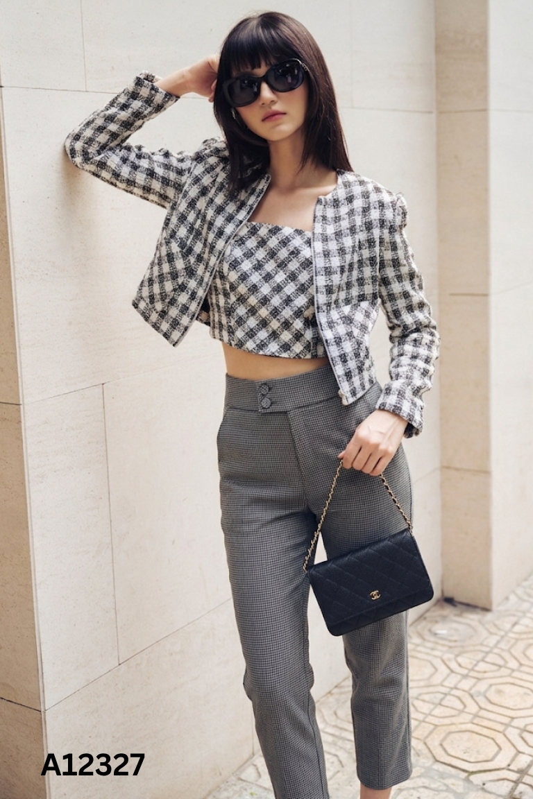 Quần xám D.CHIC họa tiết