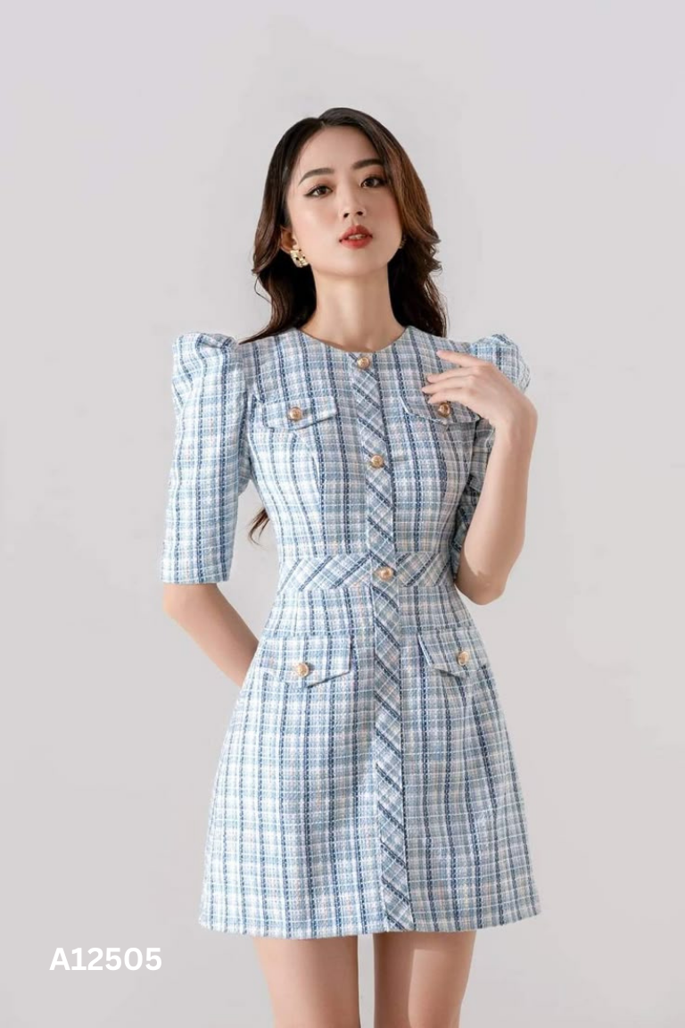 Váy dạ GB VIETNAM xanh kẻ