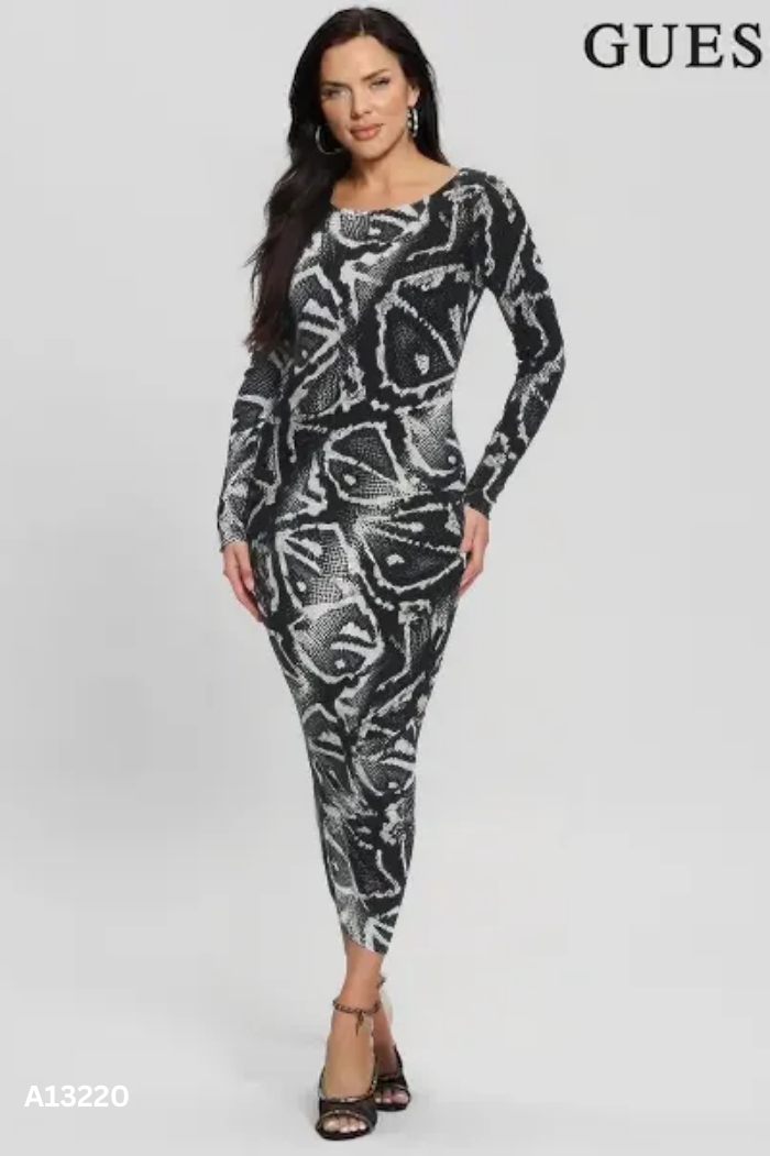 NEWTAG Váy GUESS đen trắng phối xám