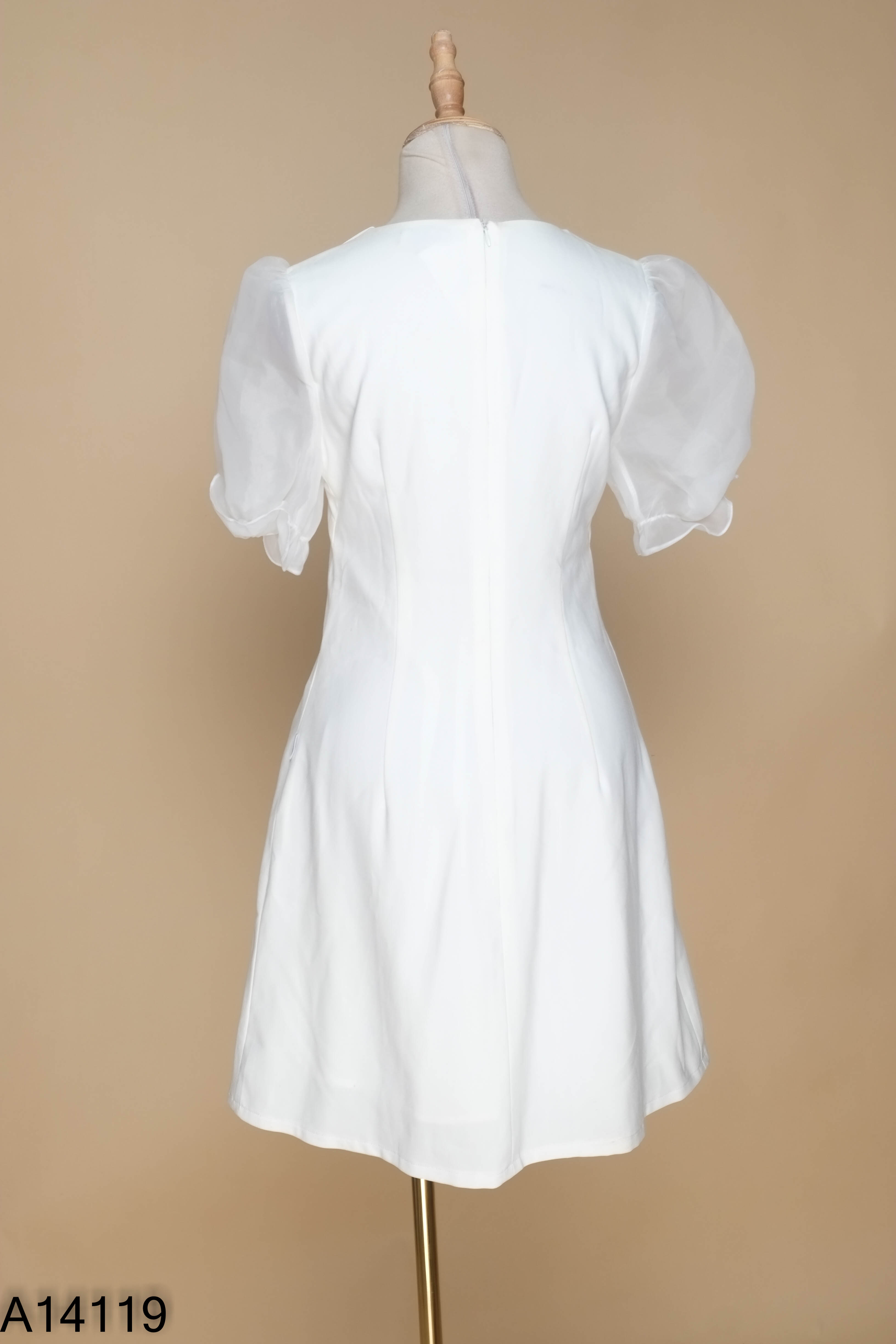 Váy JASMINE trắng mix voan