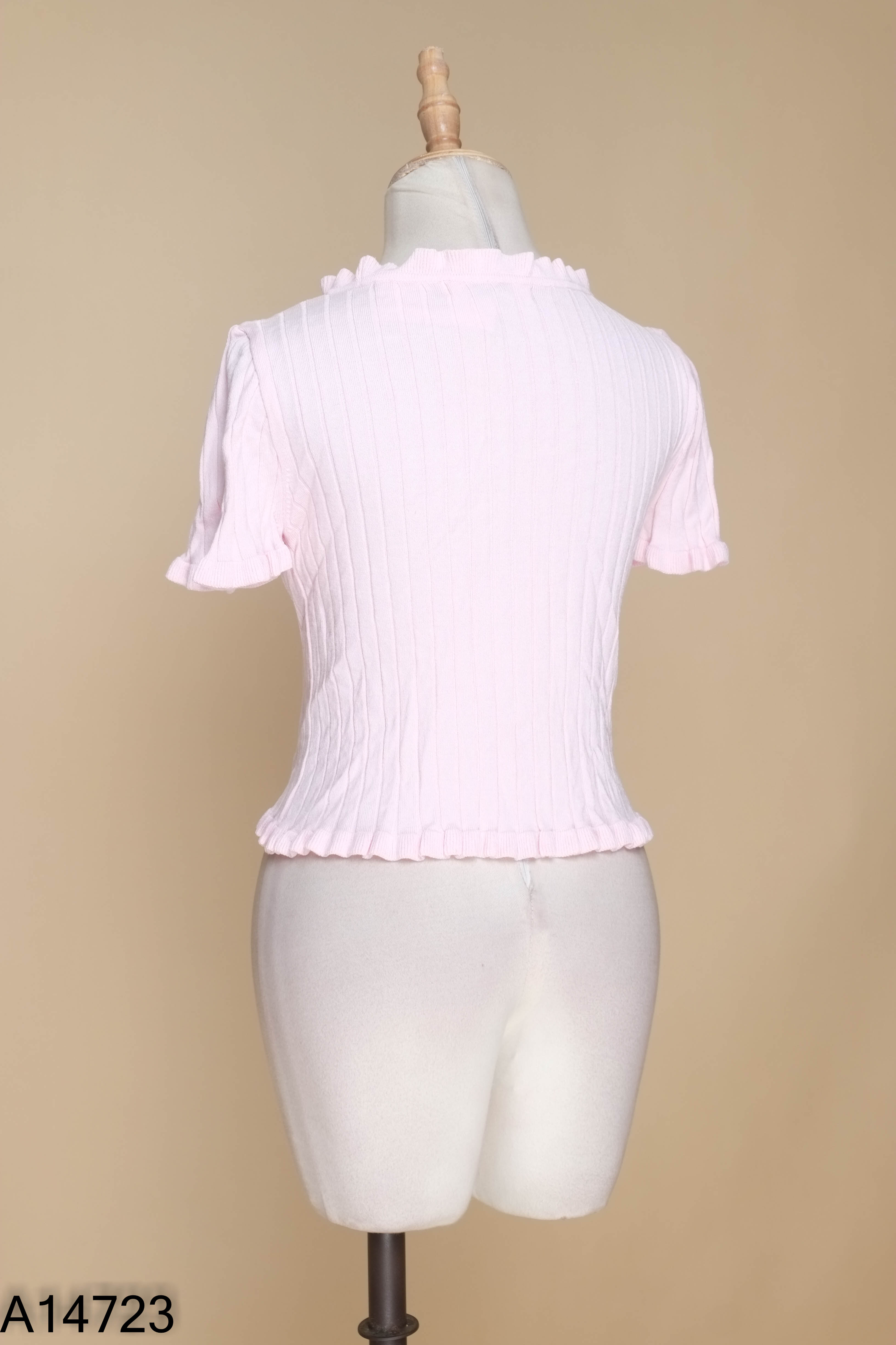 Set áo len hồng + chân váy hoa