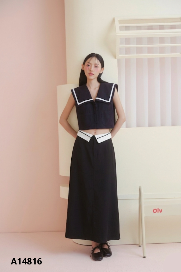 Chân váy LAVISH đen xòe phối trắng