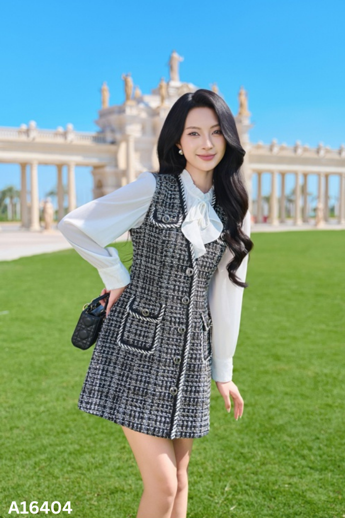 Váy ORCHID đen dạ tweed