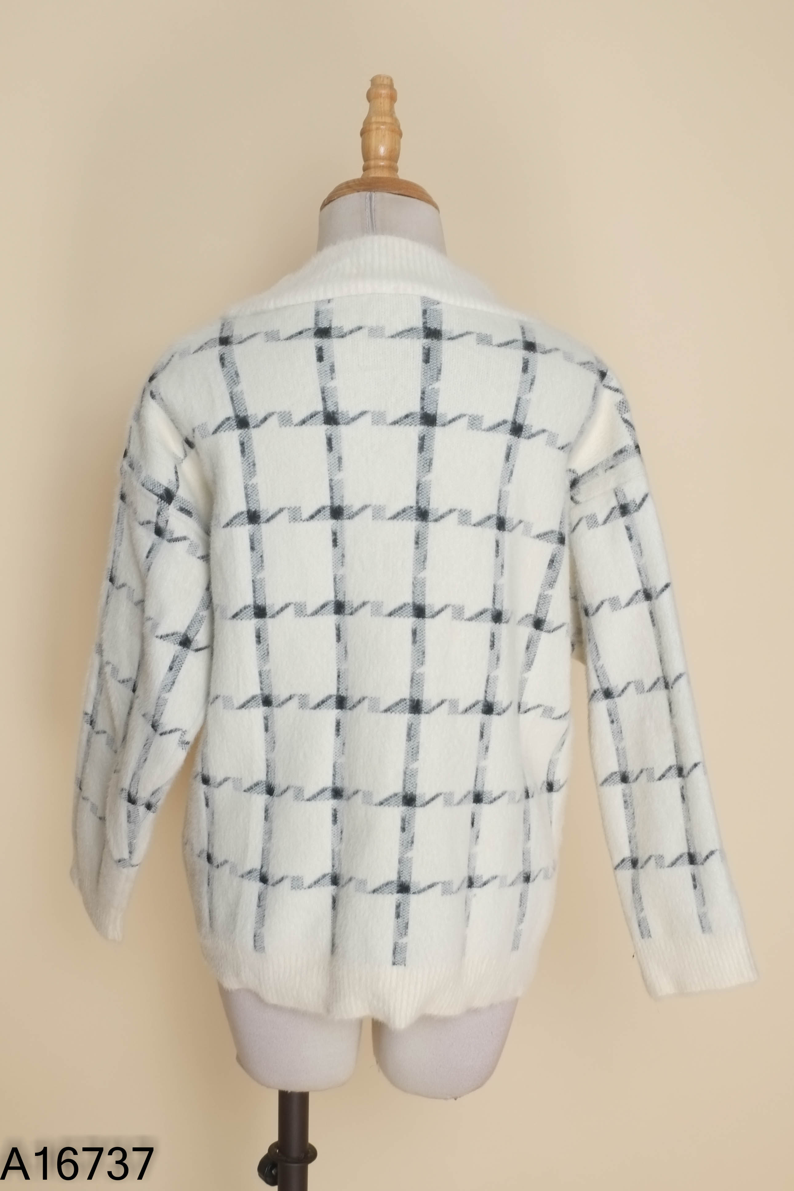 Áo len lông cardigan be kẻ đen