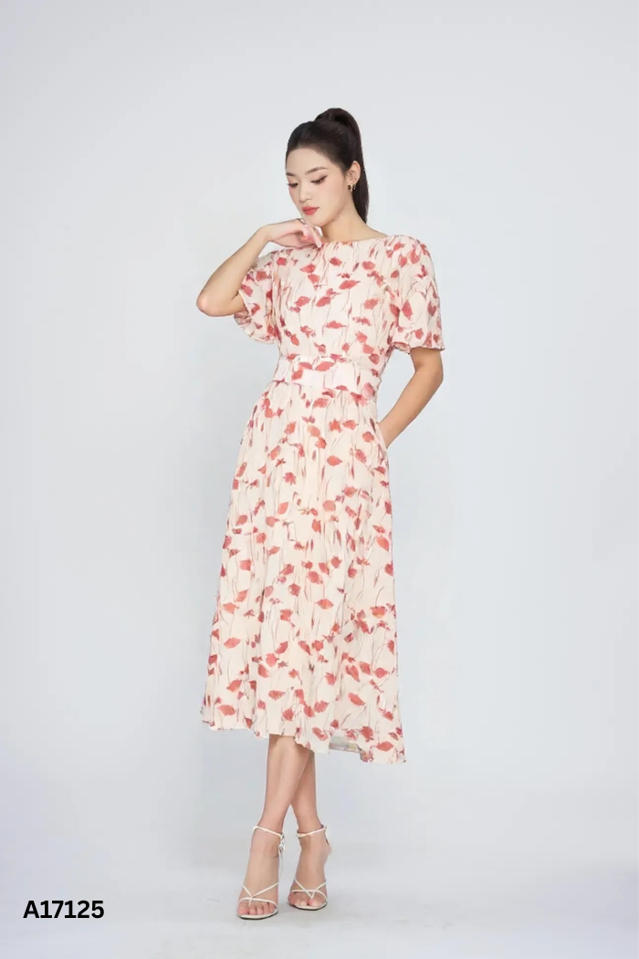 Váy voan be ĐIỆU BY DAISY hoa đỏ