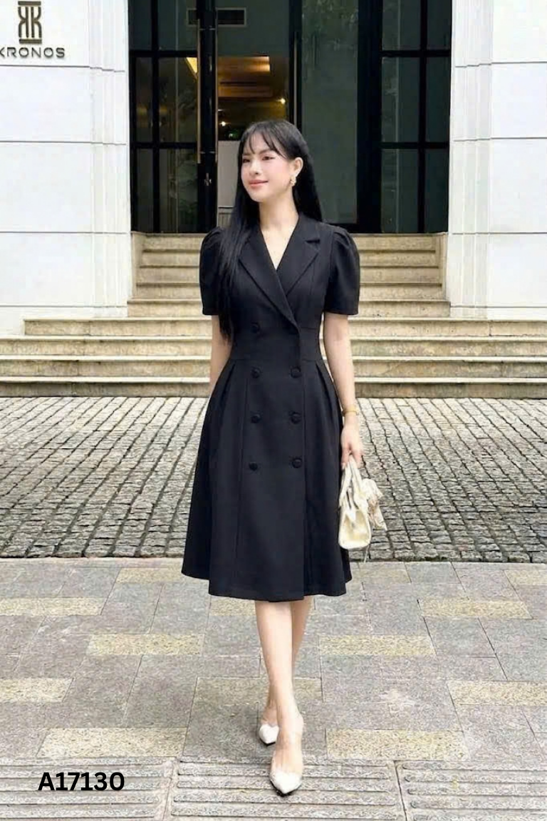 Váy D.B.N đen cổ vest