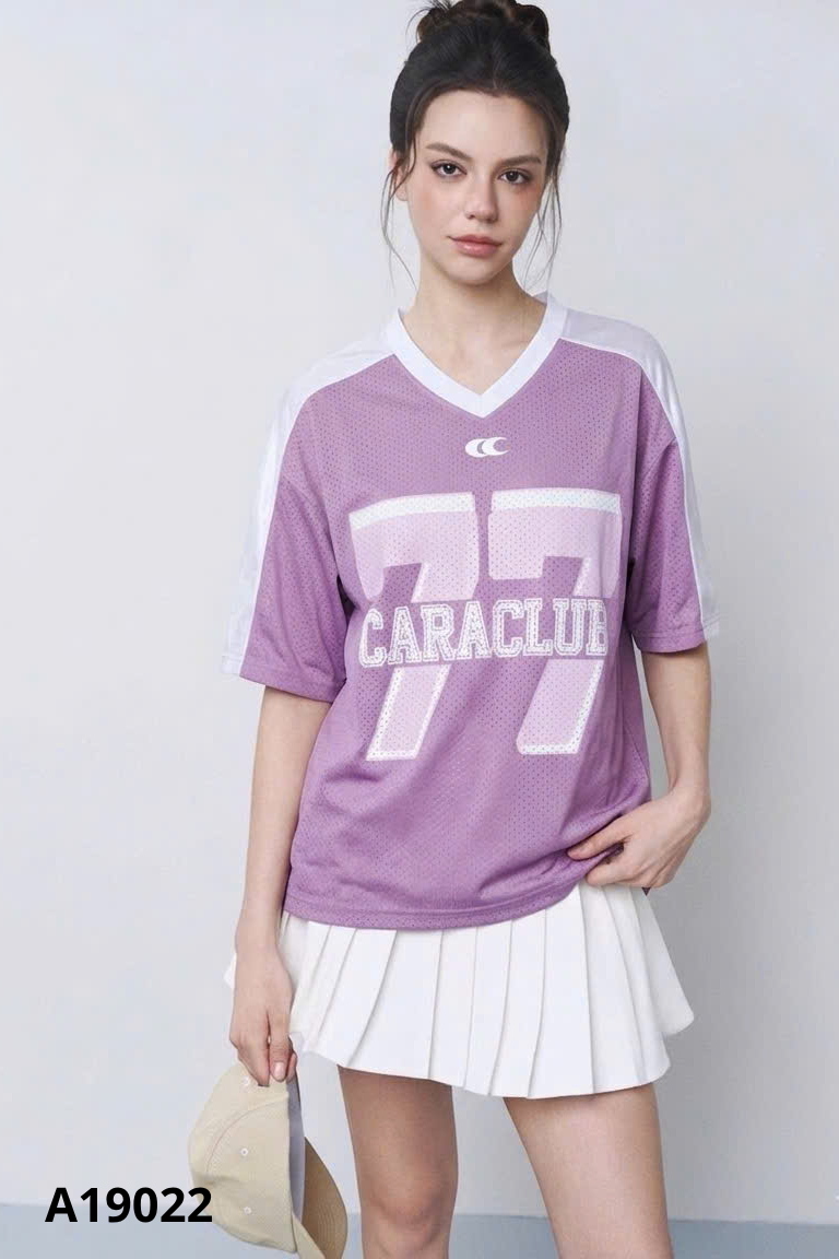 Áo hồng CARA CLUB cổ tim