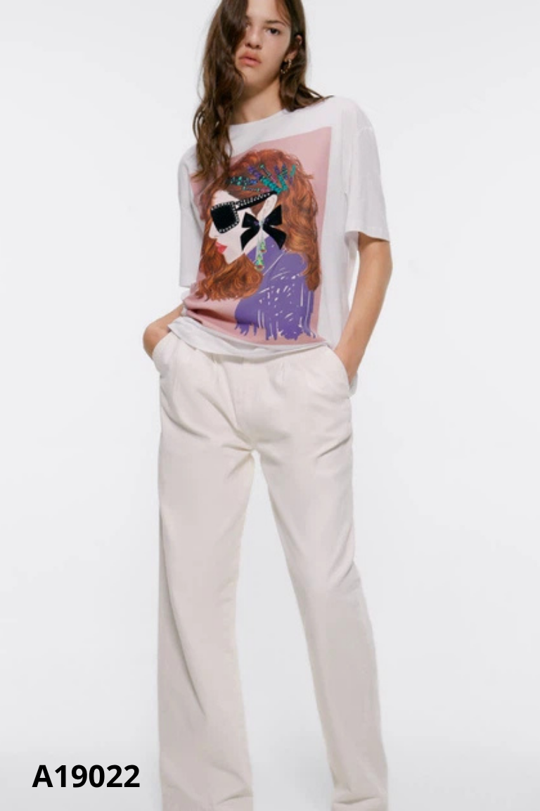 Áo trắng ZARA in hình