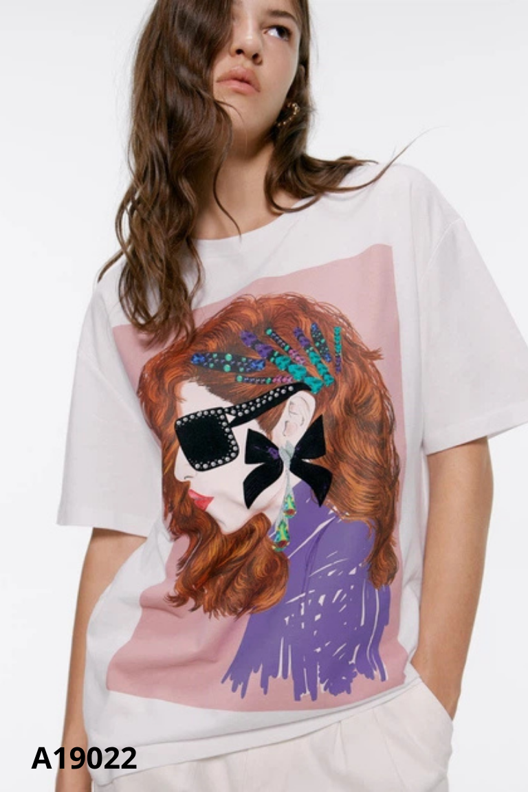 Áo trắng ZARA in hình