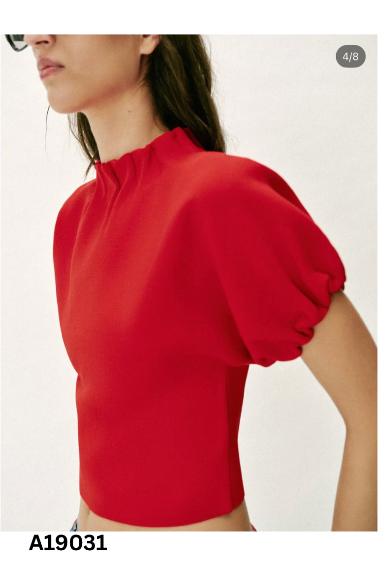 Áo đỏ ZARA tay phồng