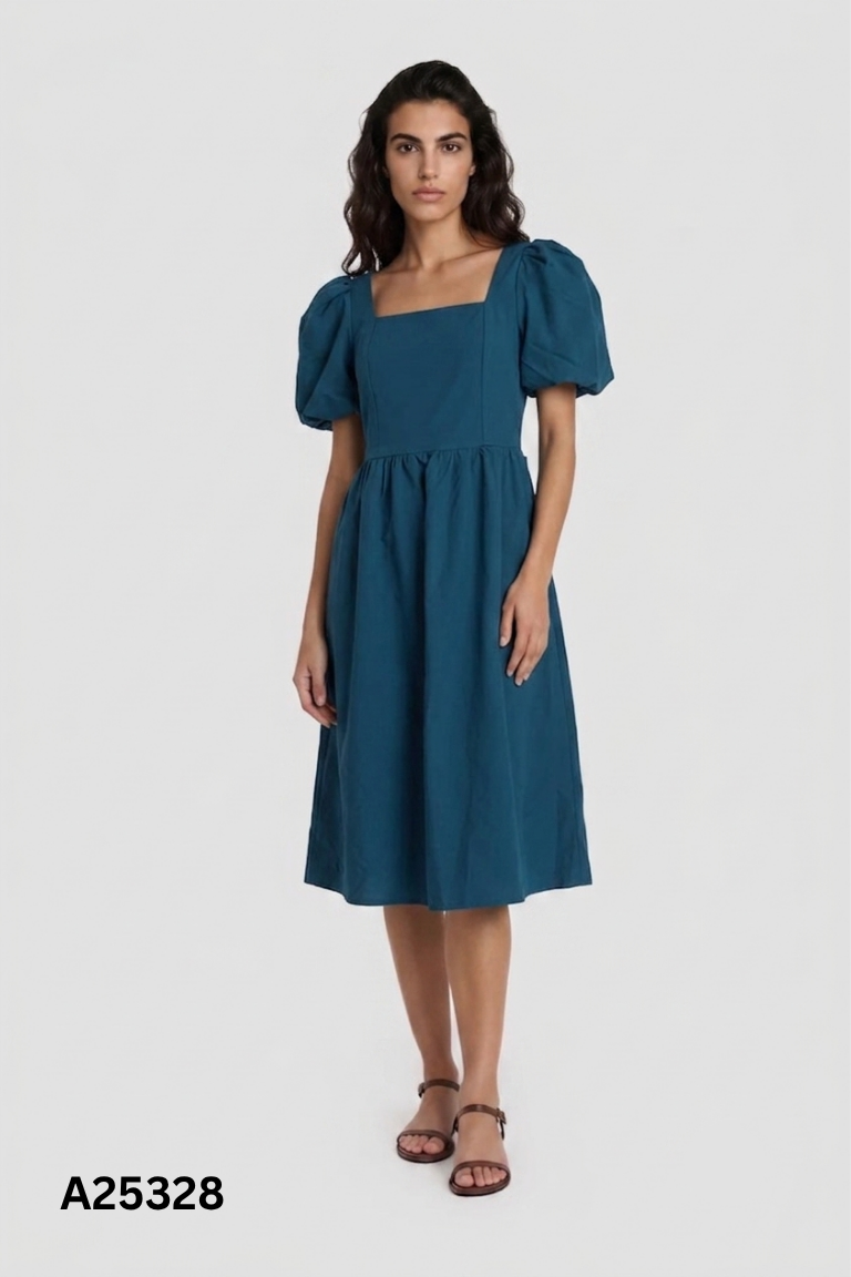 Váy CUNNIE STORE xanh tay bồng