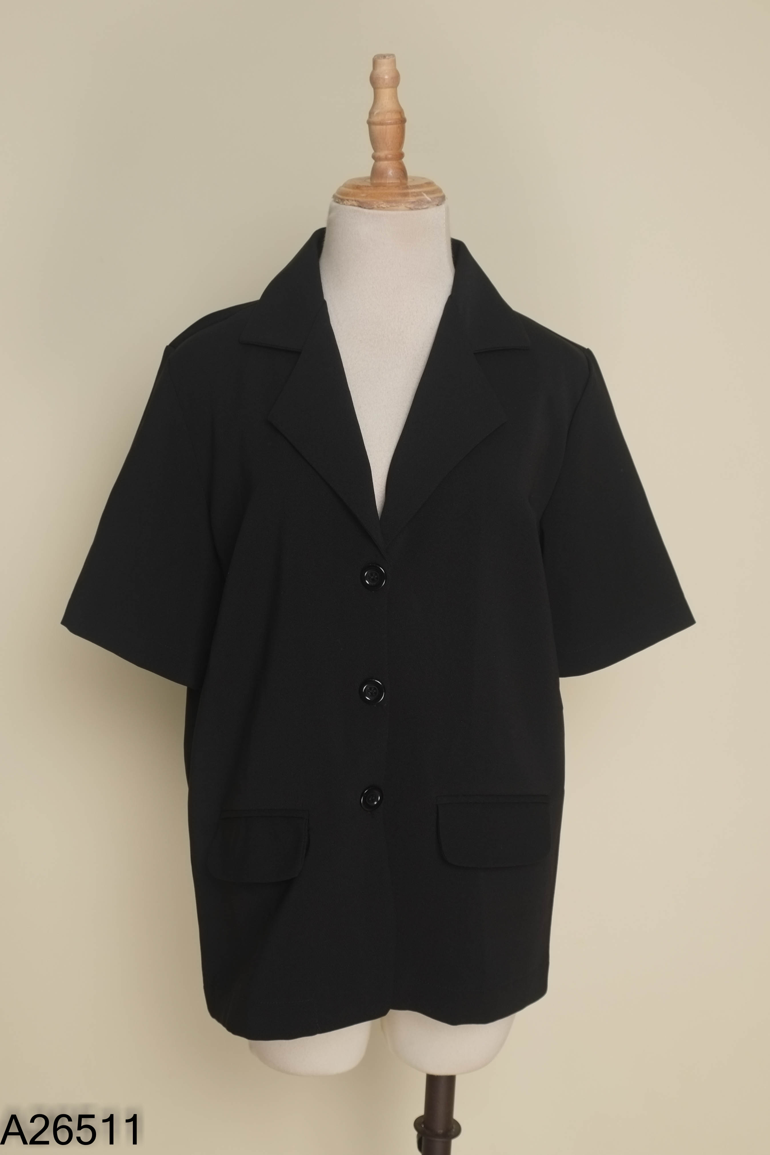 Áo KAMONG đen cổ vest