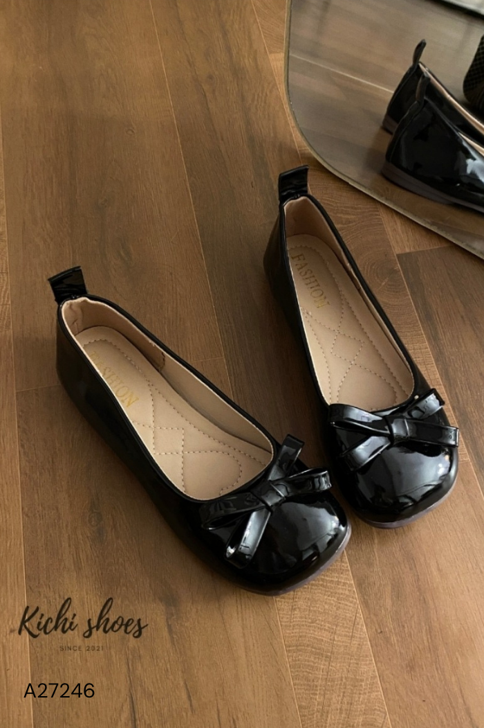 Giày búp be đen phối nơ