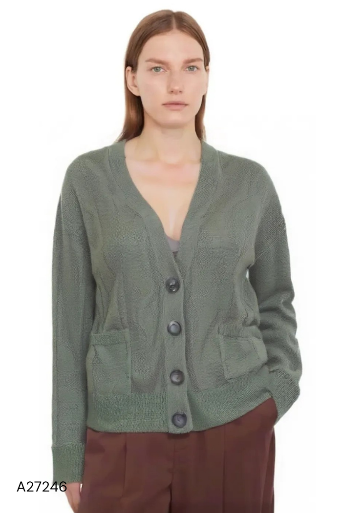 Áo len ZARA xanh phối cúc (XUẤT)