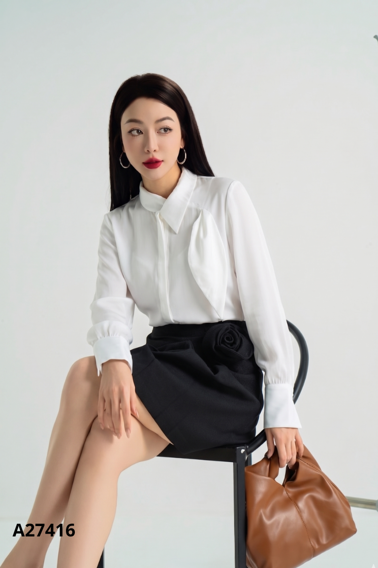 Áo voan CCHAT trắng