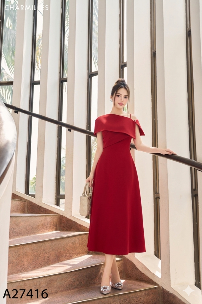 Váy hai dây NGỌC NGUYỄN DICI STORE đỏ trơn