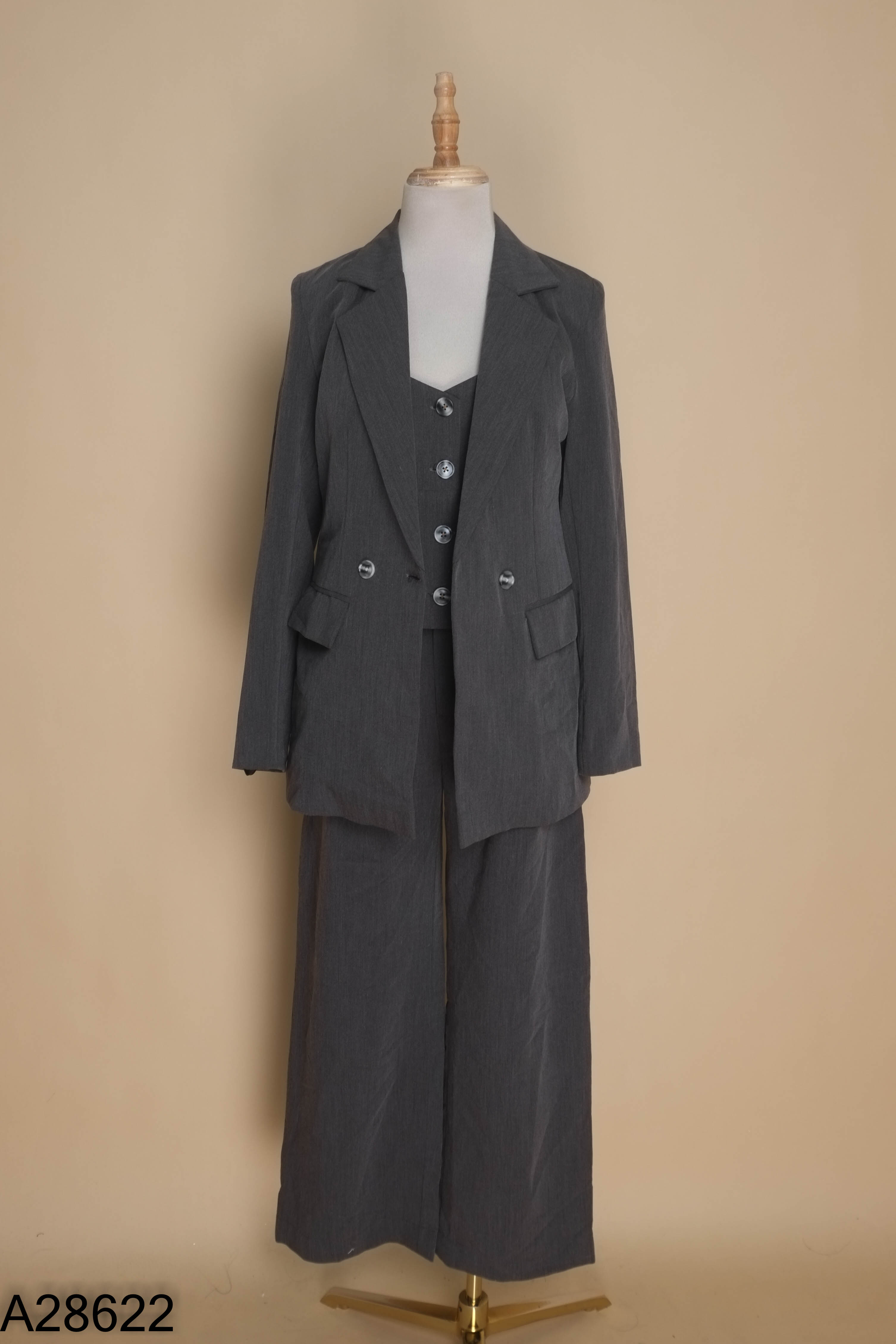 Set 3 Áo blazer BEE WOOD COSTUME xám + áo 2s + quần dài