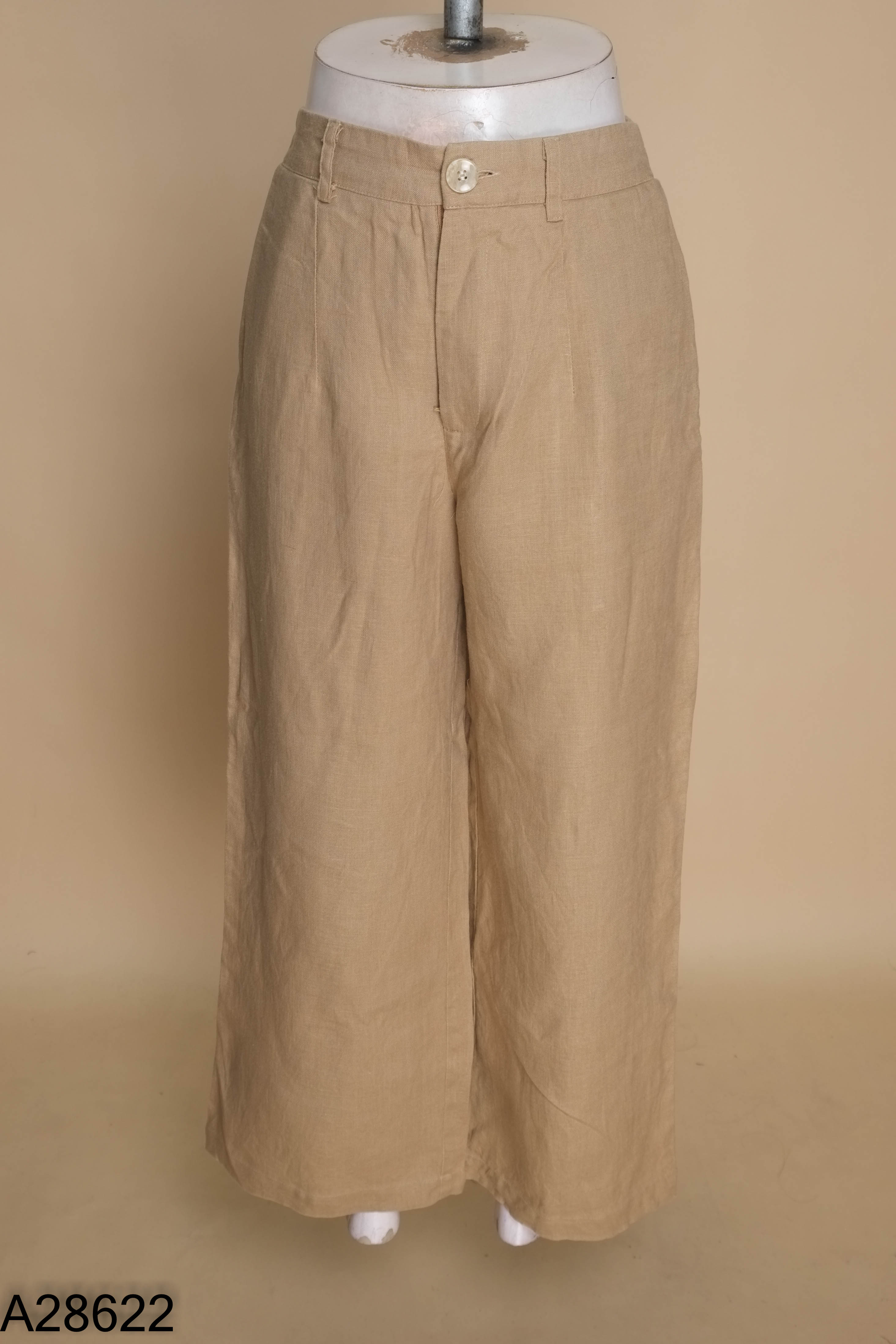 Quần linen suông be
