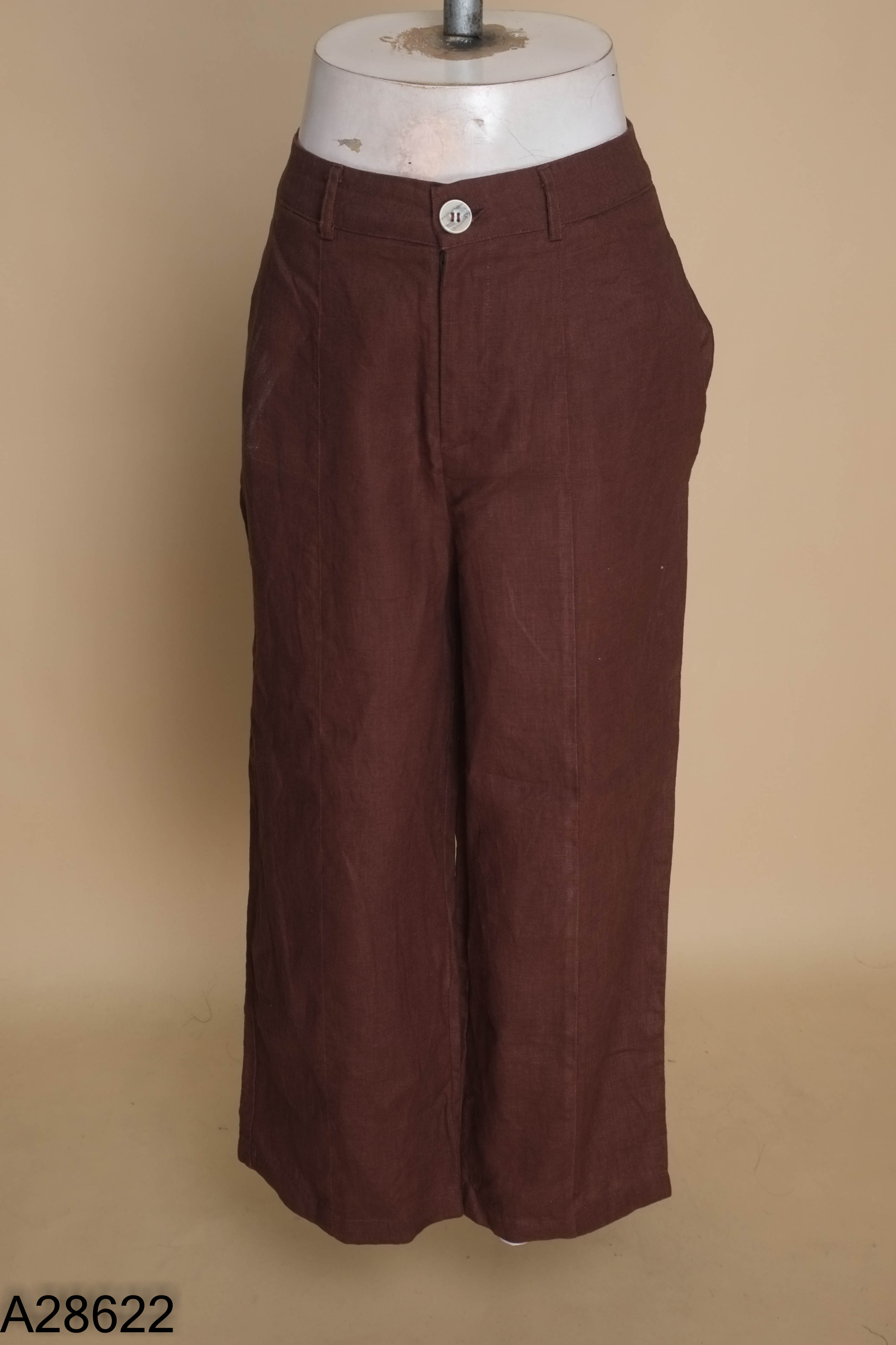 Quần linen nâu đậm
